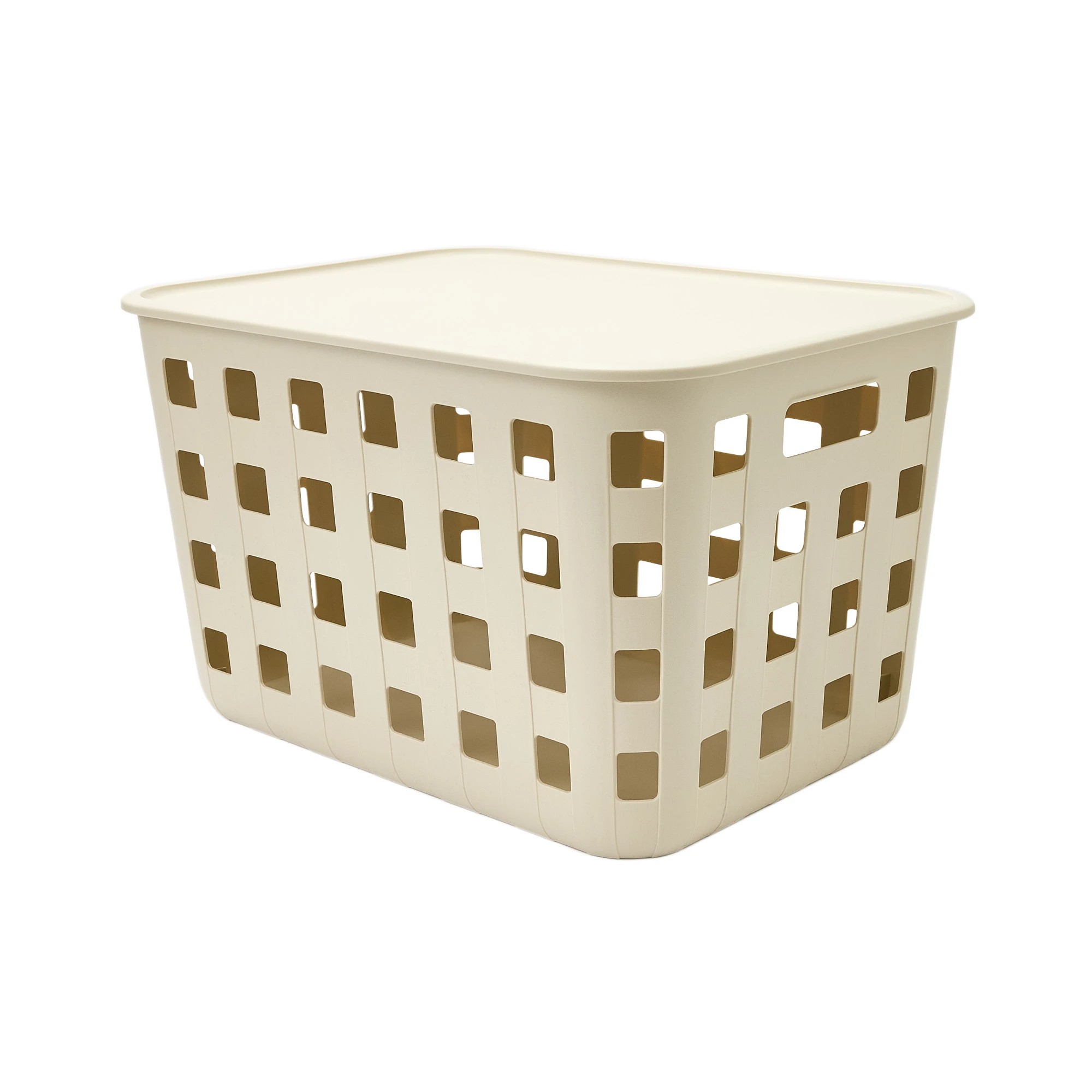 1 45L Rectangle Trellis Basket with Lid - Beige, 1 of 10