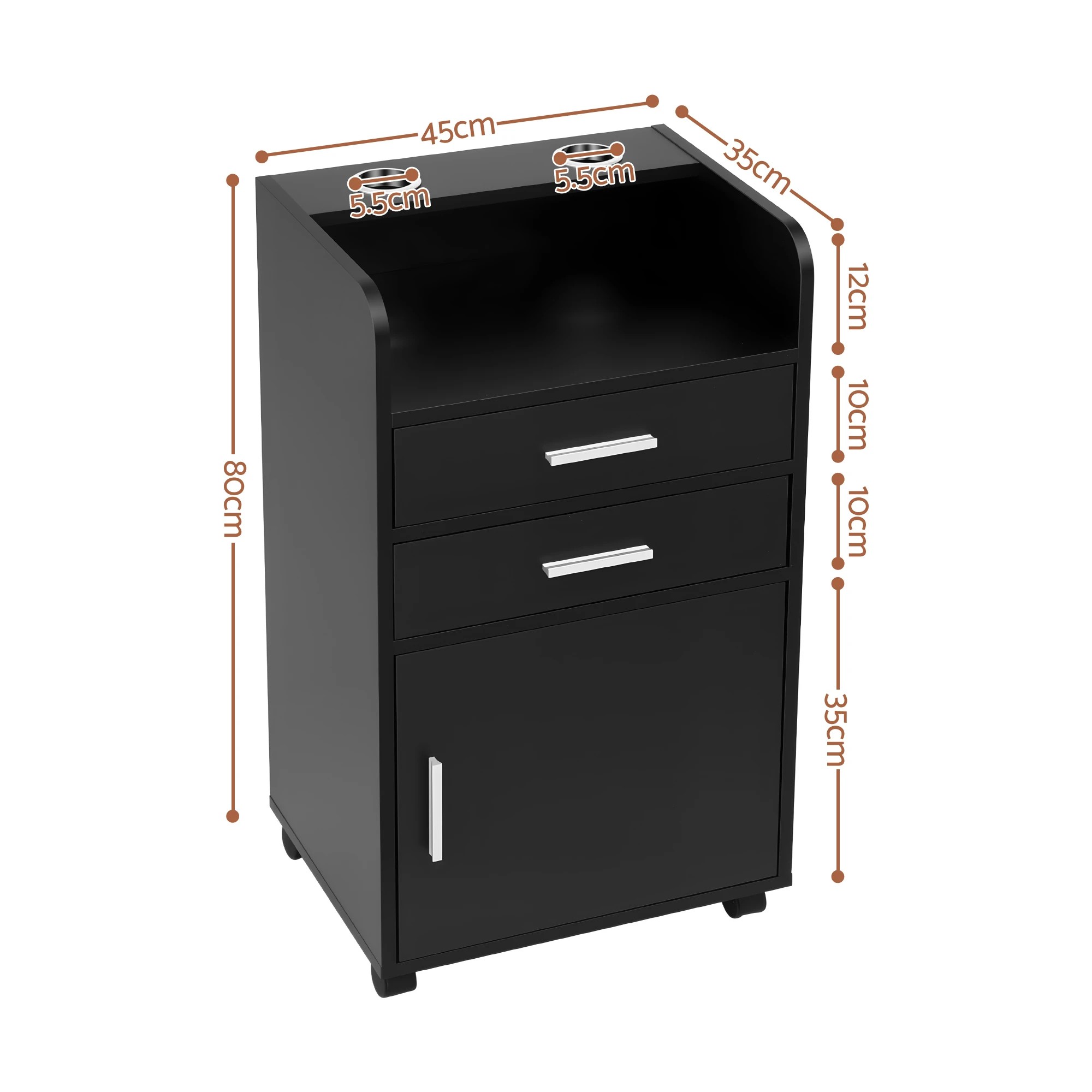 3 Artiss Professional Salon Station Rolling Cart, Hair Styling Beauty Cabinet - Black, 3 of 10