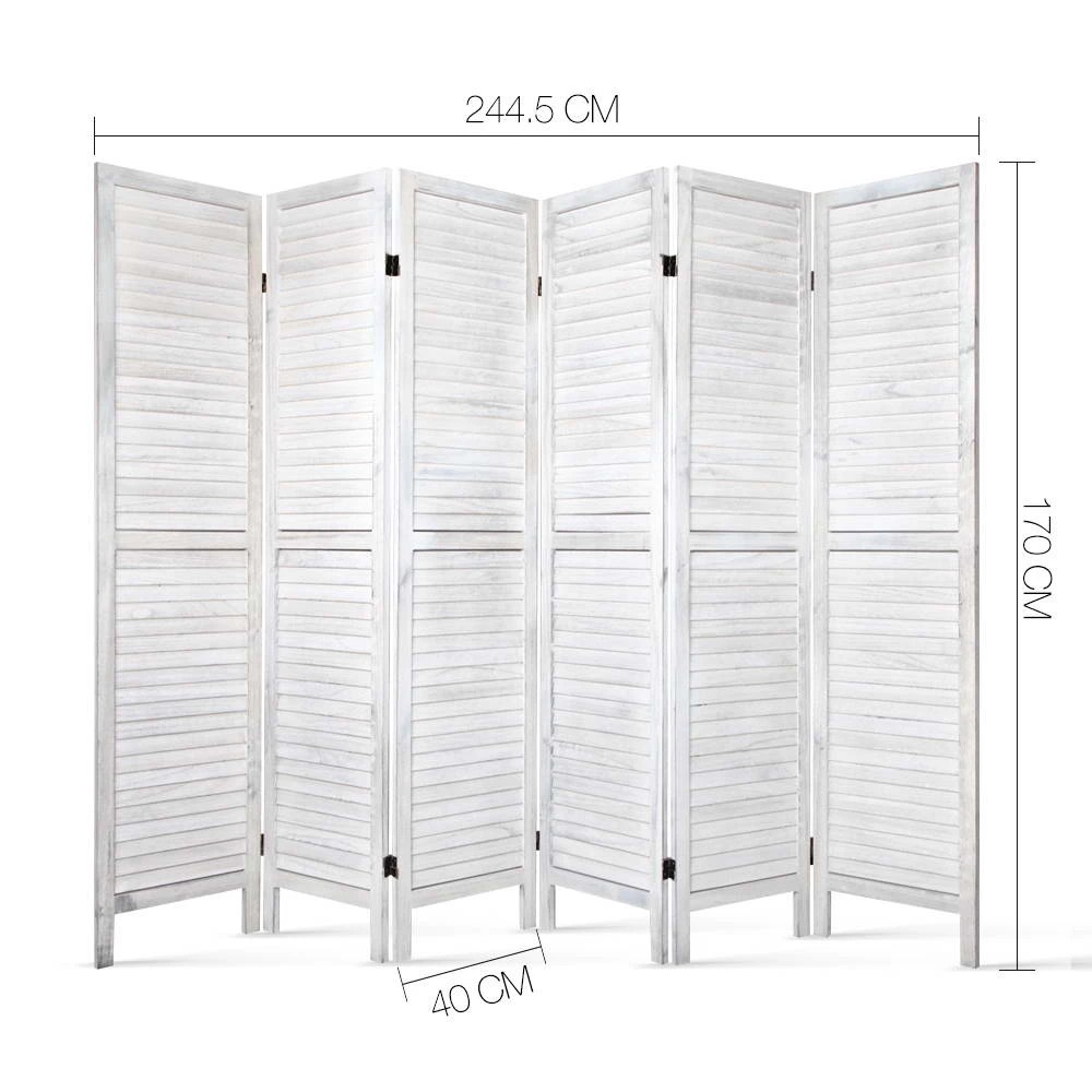 2 Artiss 6 Panel Room Divider Screen 245x170cm Louver - White, 2 of 8