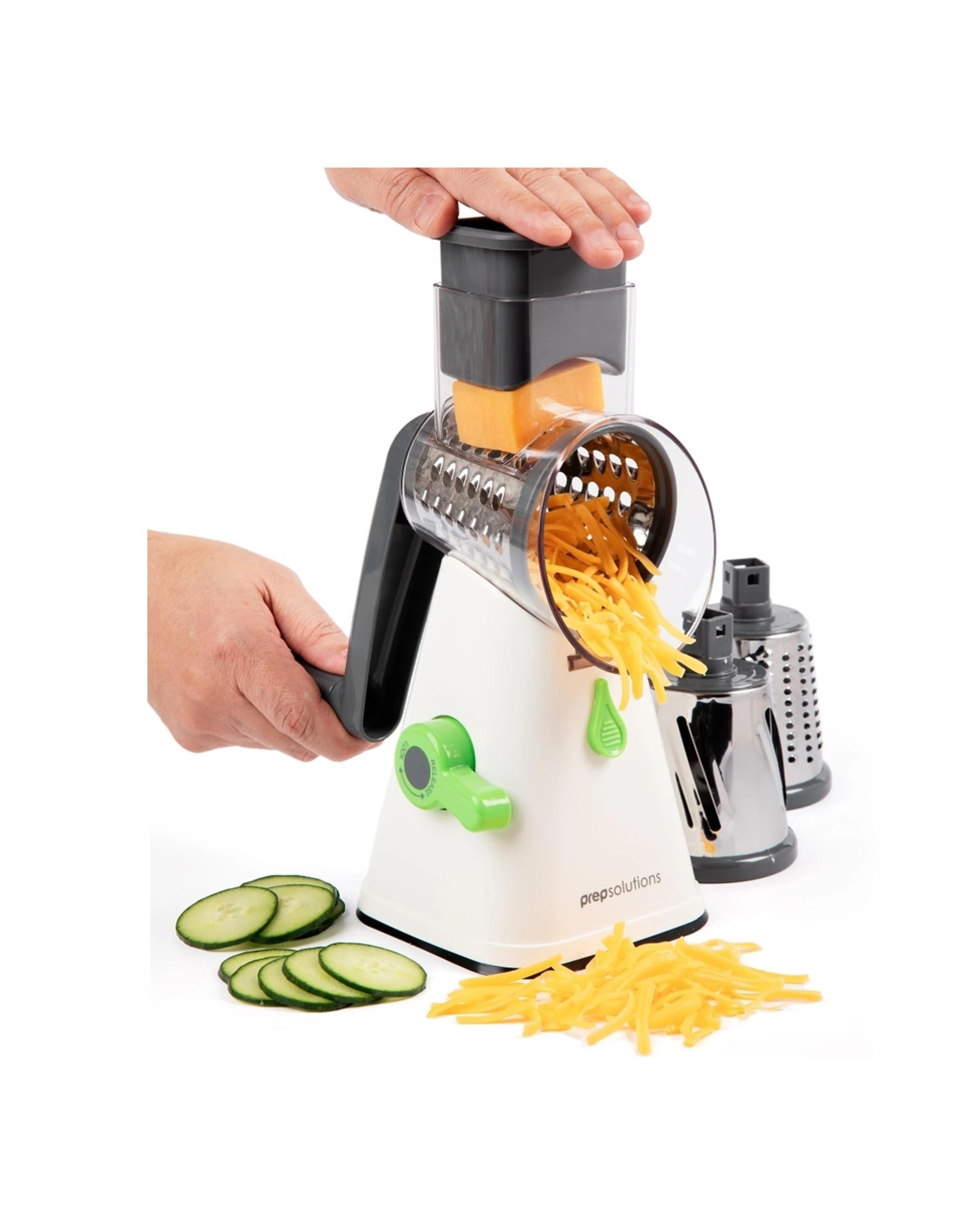 3 Progressive Rotary Grate And Slice Kitchen Gadget With 3 Stainless Steel Drums - Plain, 3 of 6