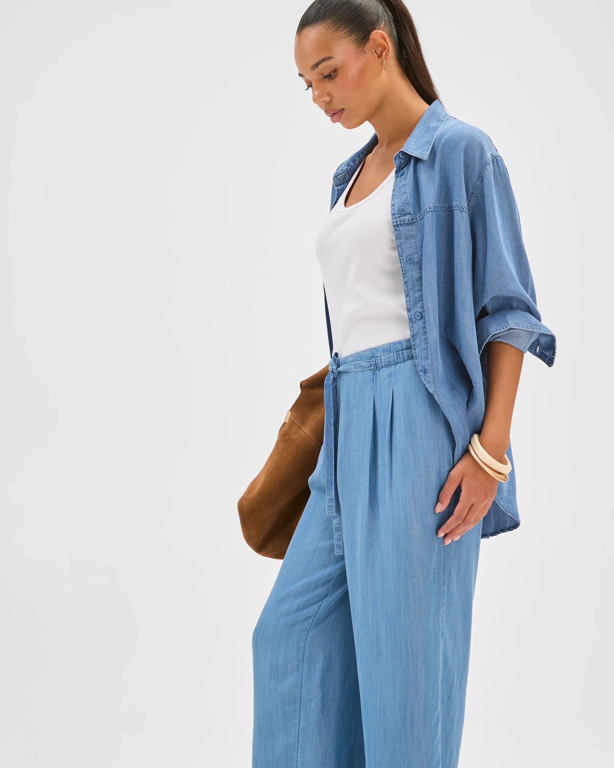 5 Target Woman Straight Leg Tie Chambray Pants CHAMBRAY, 5 of 7