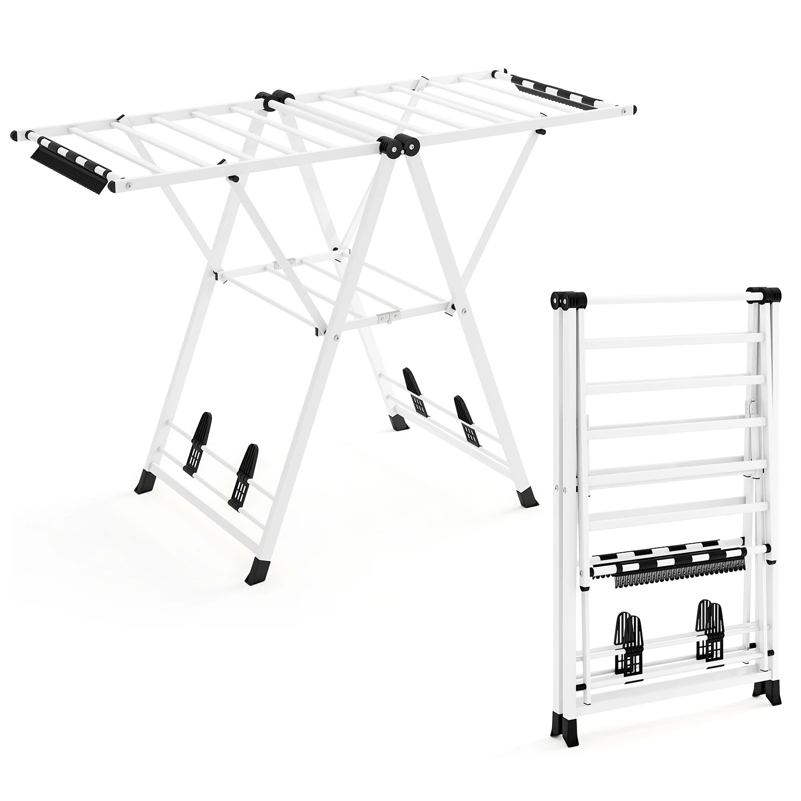 1 Costway Clothes Drying Rack Foldable Clothes Airer w/16 Drying Rails Gullwing Clothing Stand - White, 1 of 3