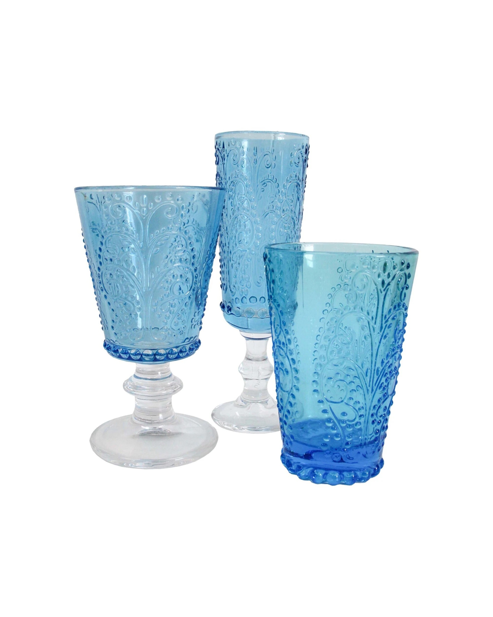 2 LVD Stemmed Garden 16cm Wine Glass Drinking Glassware Cup marine - Blue, 2 of 3