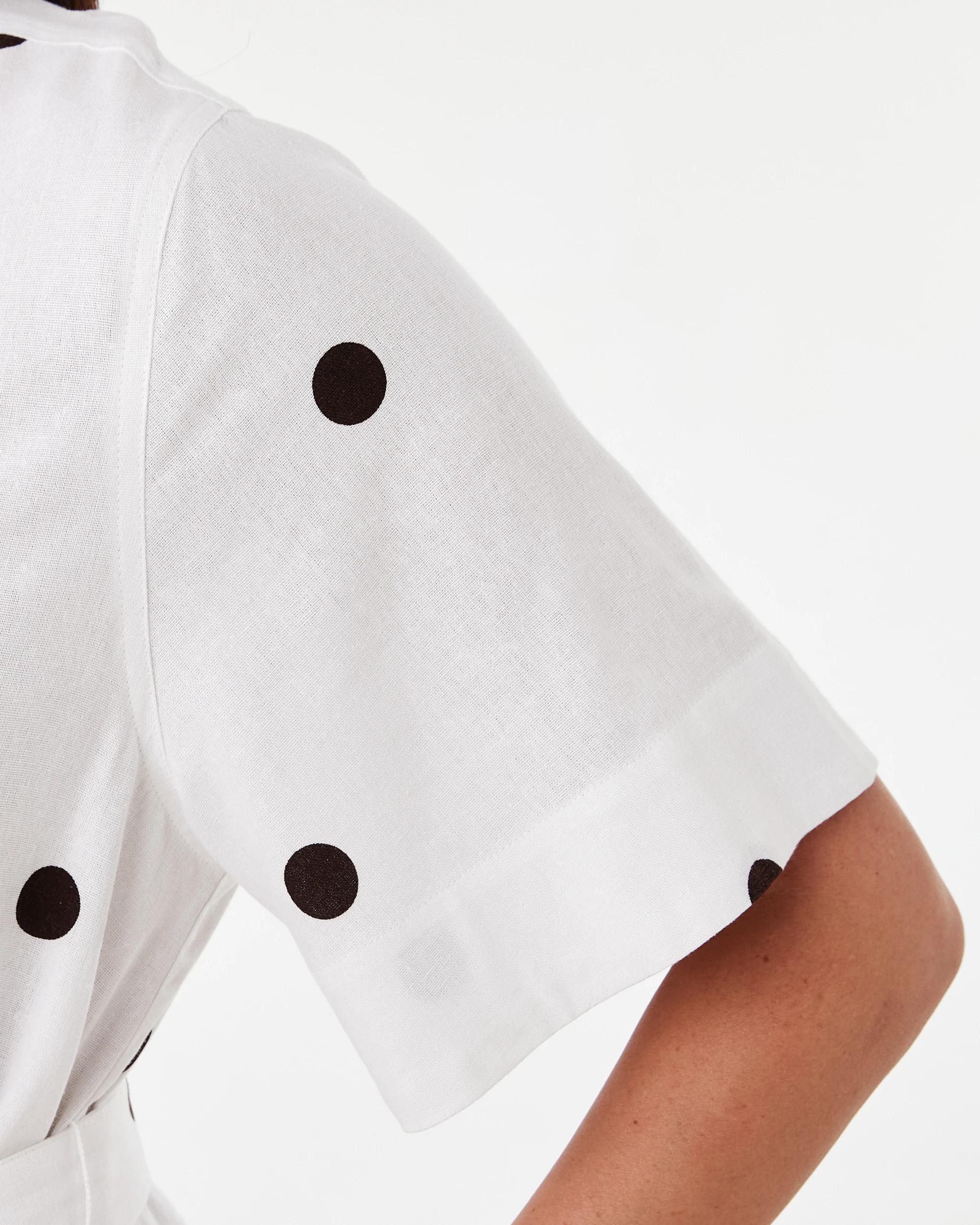 6 Short Sleeve Belted Midi Shirt Dress Choc Spot, 6 of 8