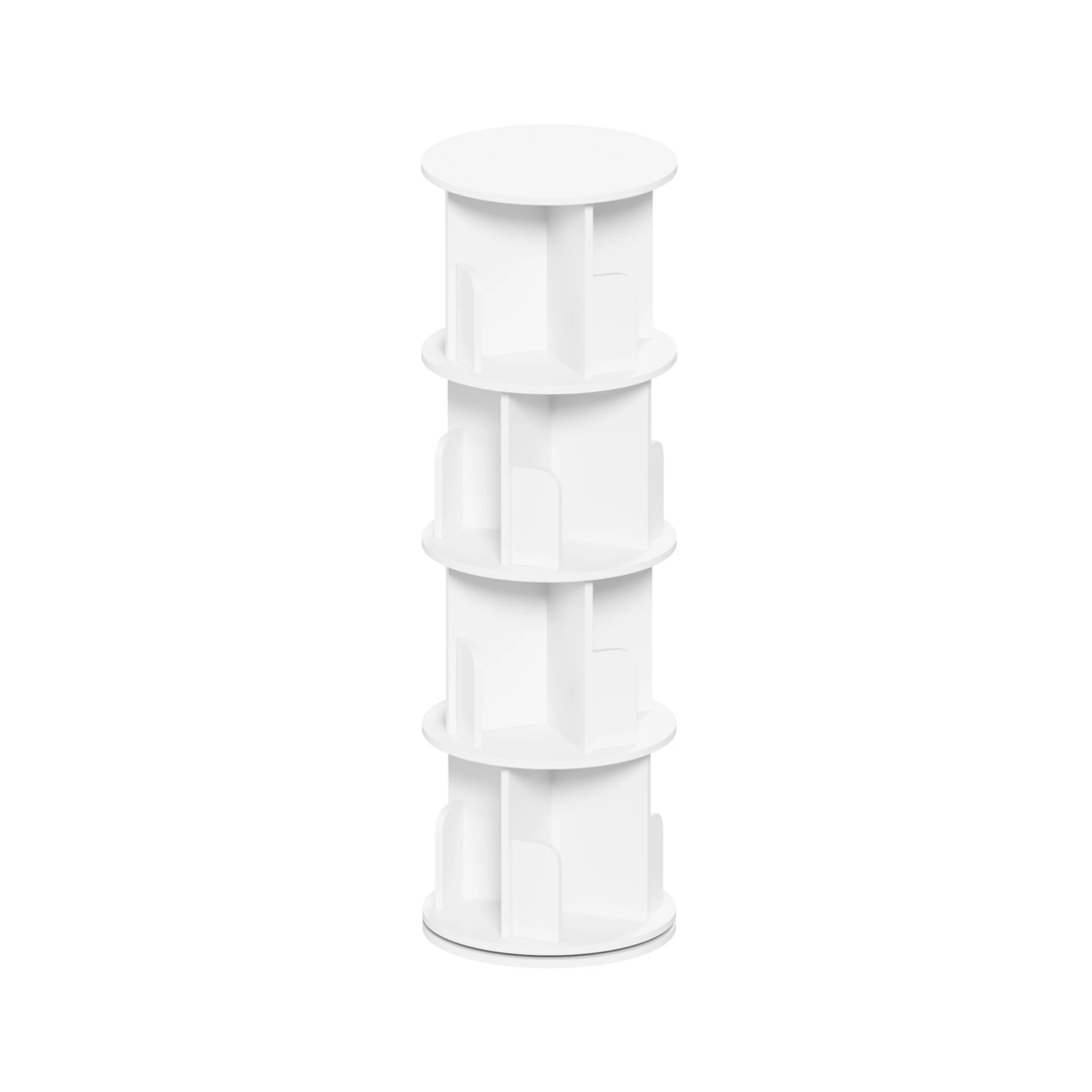 1 Advwin 4 Tiers Bookshelf Rotating Corner Bookcase Cabinet Revolving Display Stand Rack White, 1 of 8