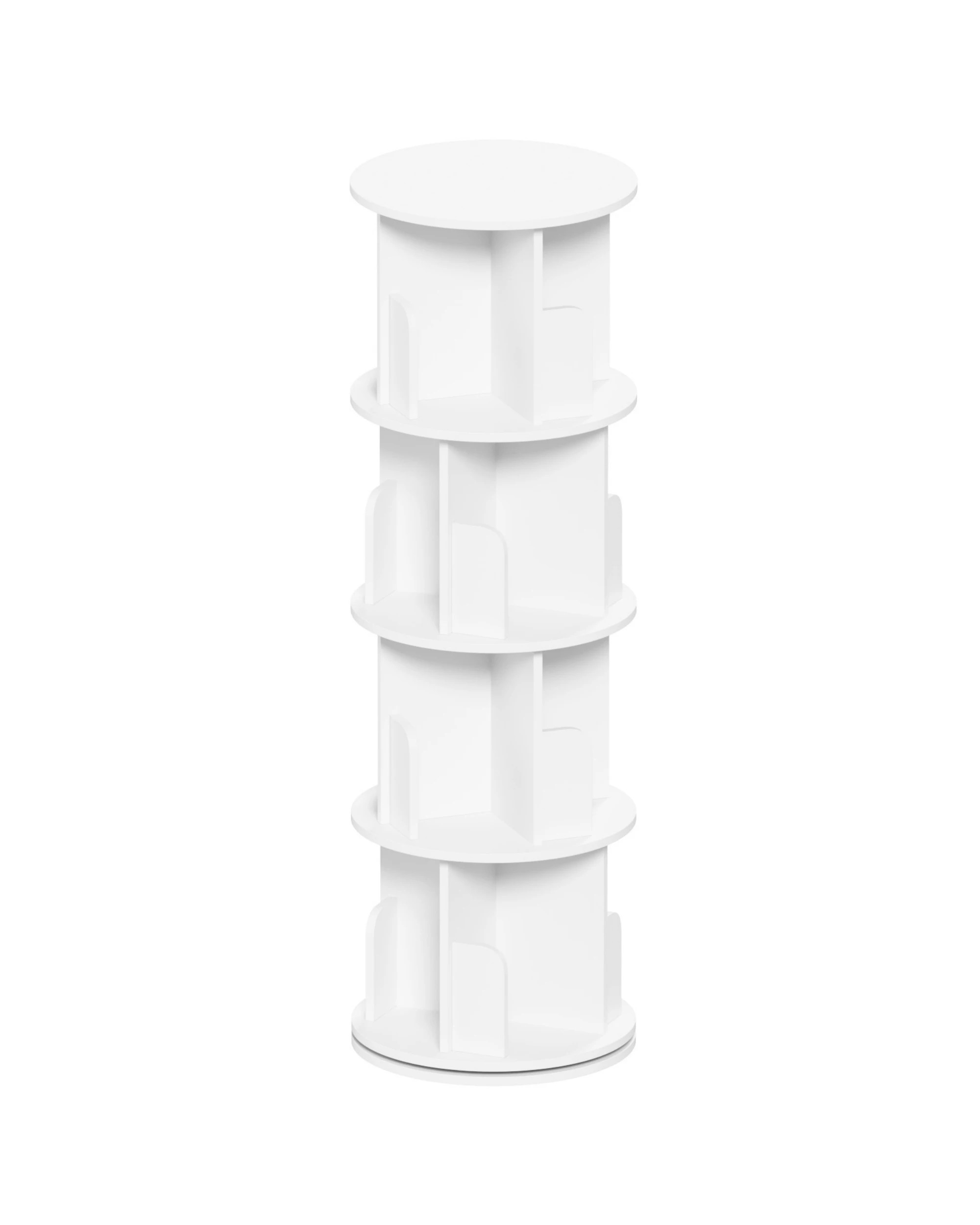 1 Advwin 4 Tiers Bookshelf Rotating Corner Bookcase Cabinet Revolving Display Stand Rack White, 1 of 8
