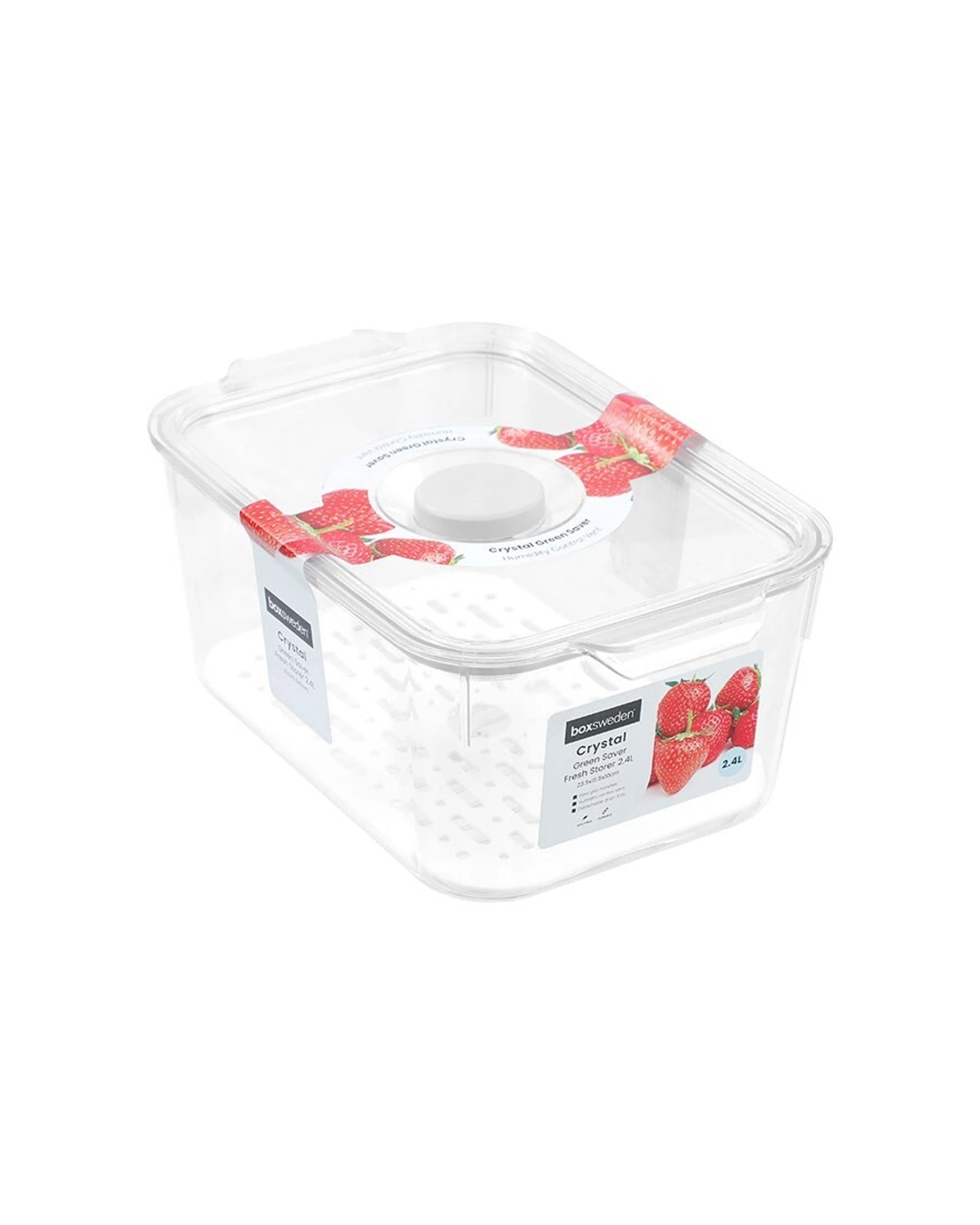 6 Boxsweden Crystal 2.4L Saver Fresh Storer Container Removable Tray Breathable - Clear, 6 of 6