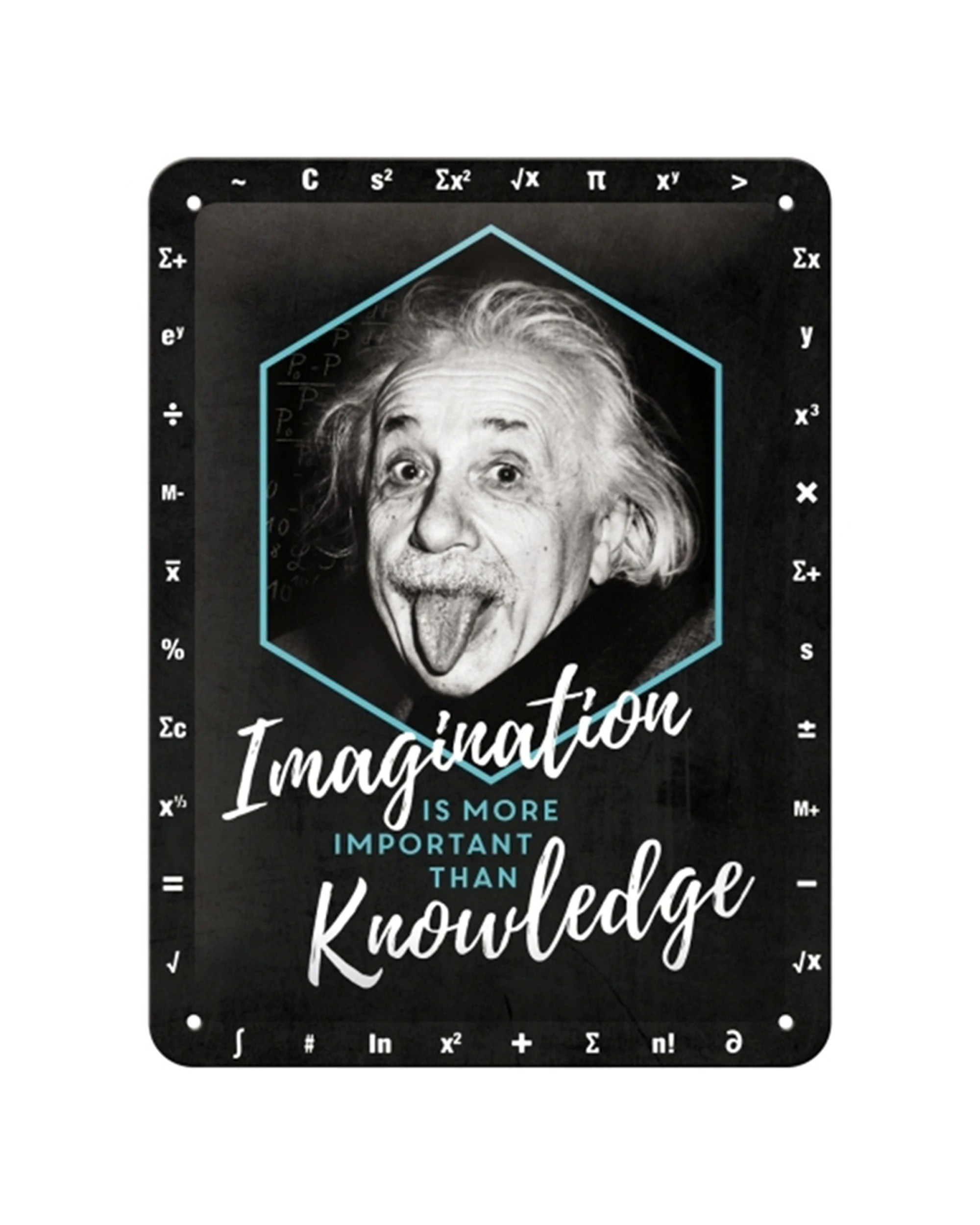 1 Nostalgic-Art 15x20cm Small Metal Sign - Einstein Imagination Knowledge - Black, 1 of 1