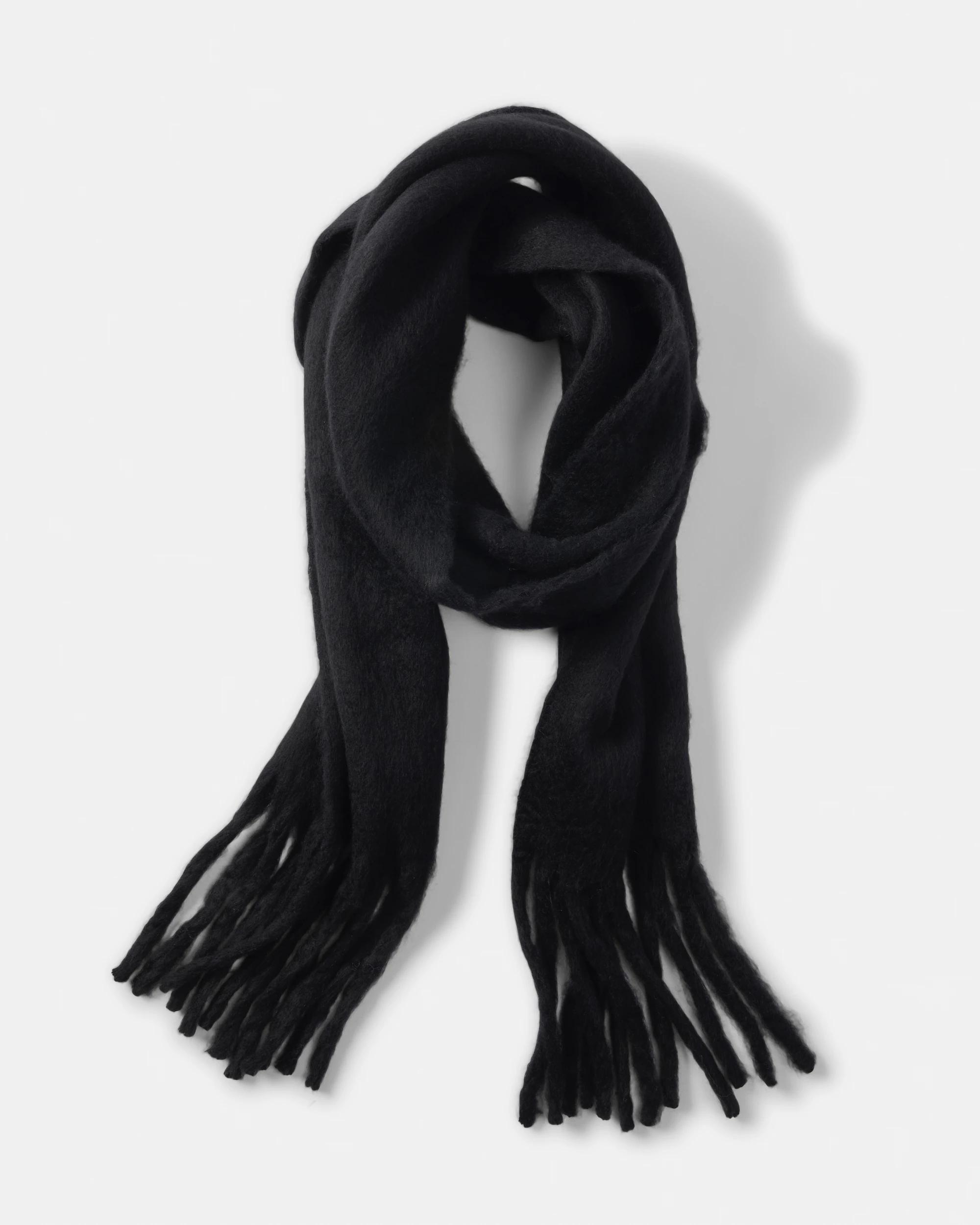1 Plain Fluffy Scarf Black, 1 of 3