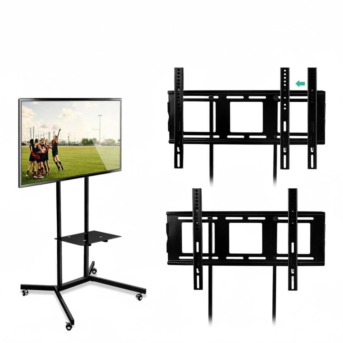 4 Artiss Mobile TV Stand for 32"-65" - Black, 4 of 6