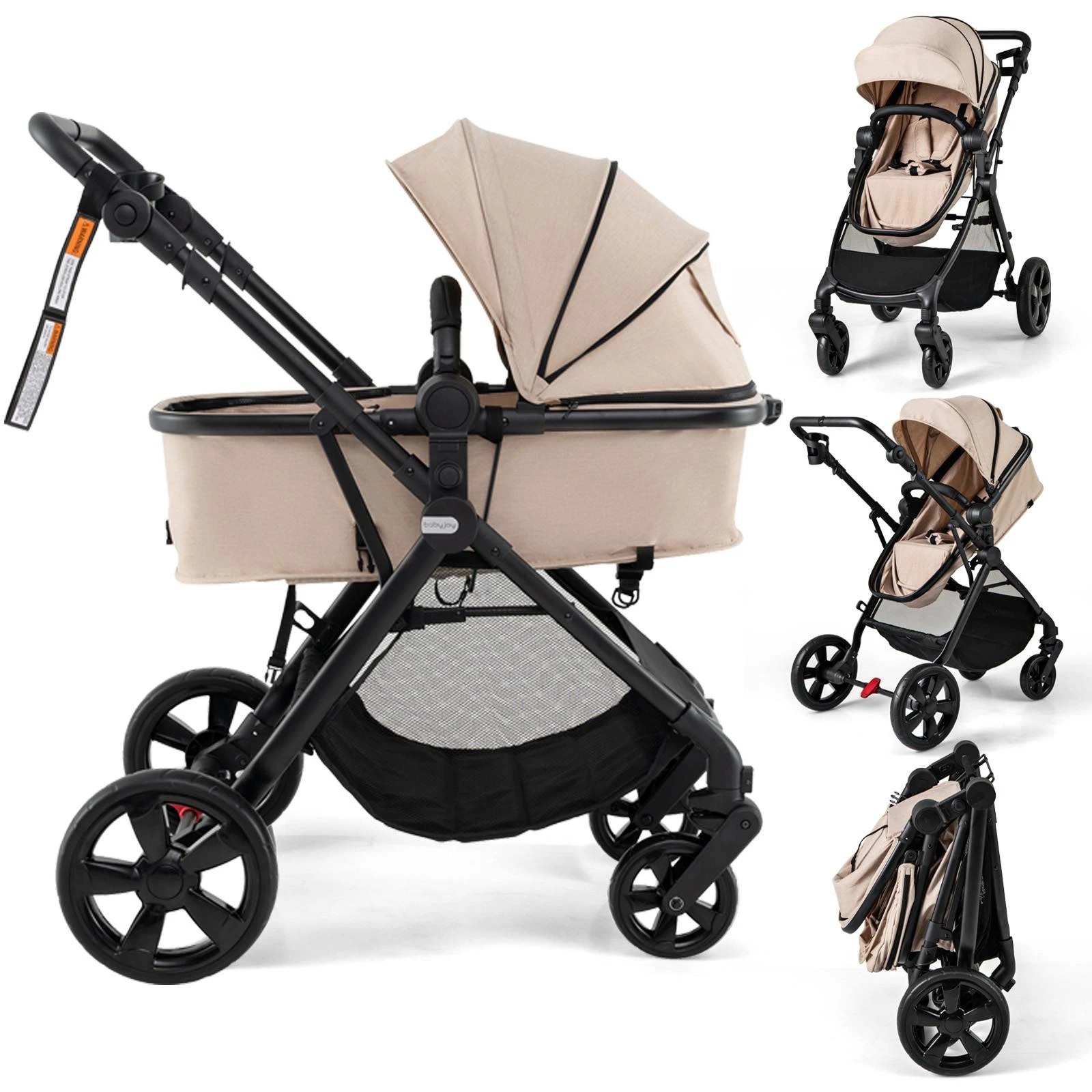 1 Costway Convertible Pram Folding Stroller, 1 of 2