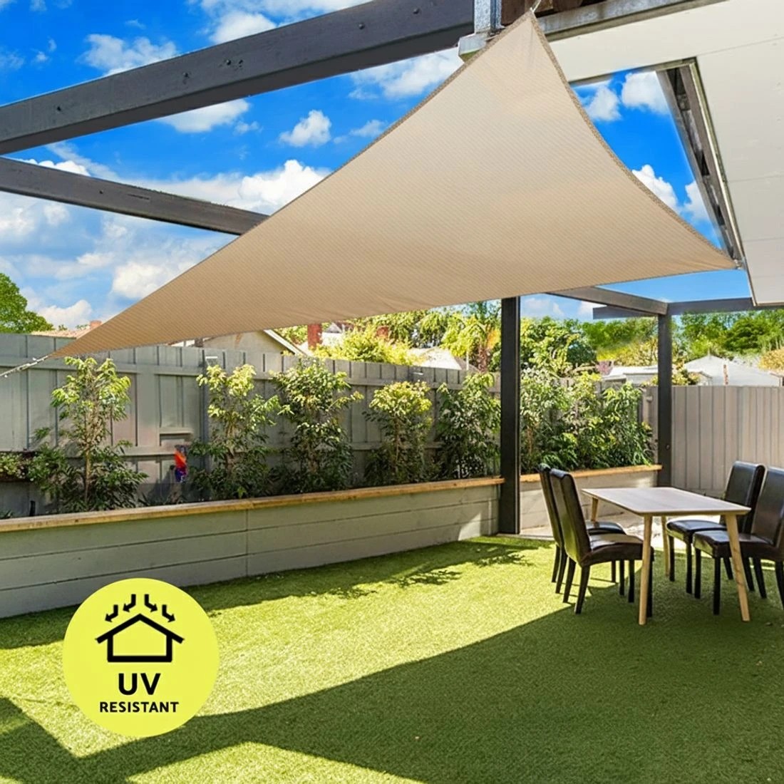 5 Instahut Shade Sail Cloth Shadecloth Triangle Sun Canopy 3.6x3.6x3.6M - Beige, 5 of 5