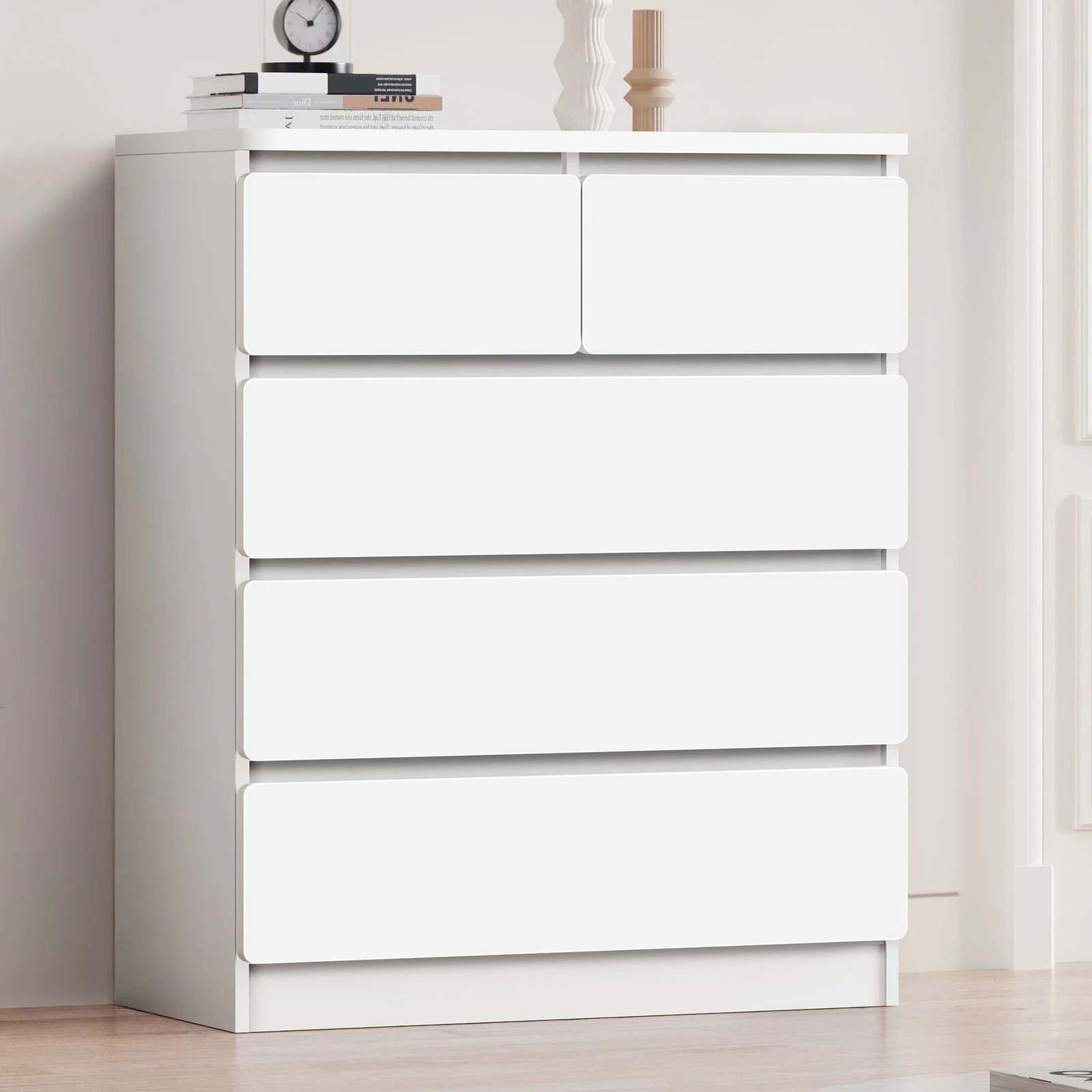 8 Alfordson 5 Chest of Drawers Minimalist Storage Cabinet Dresser - White, 8 of 10