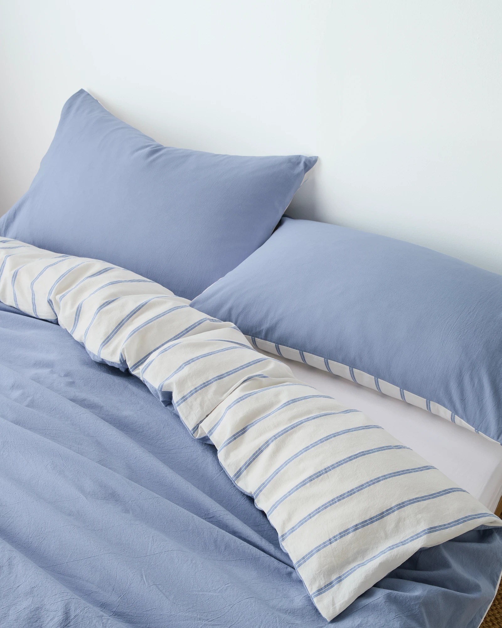 3 Arlo Stonewash Stripe Quilt Cover Set
 - Queen Bed
 - Blue, 3 of 8