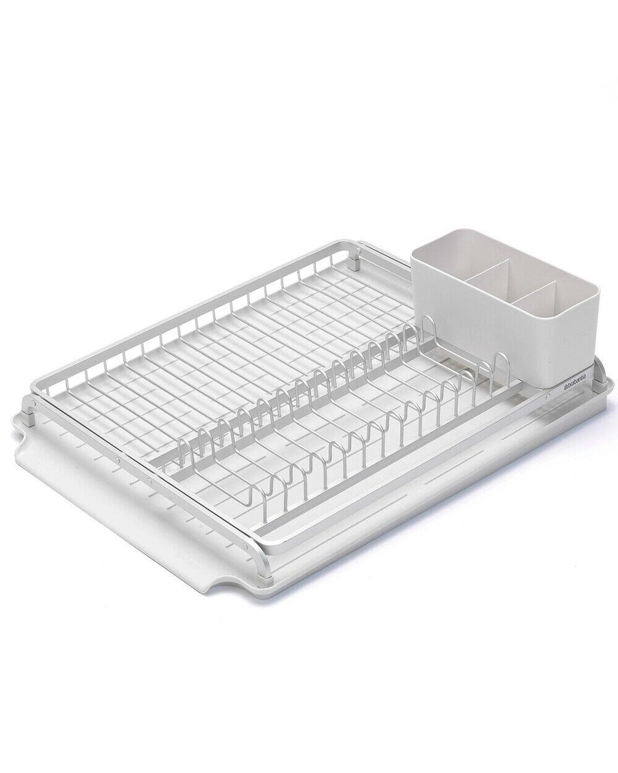 1 Brabantia Dish Drying Rack Kitchen Organiser w Utensils Holder  Drip Tray  Light Grey, 1 of 5