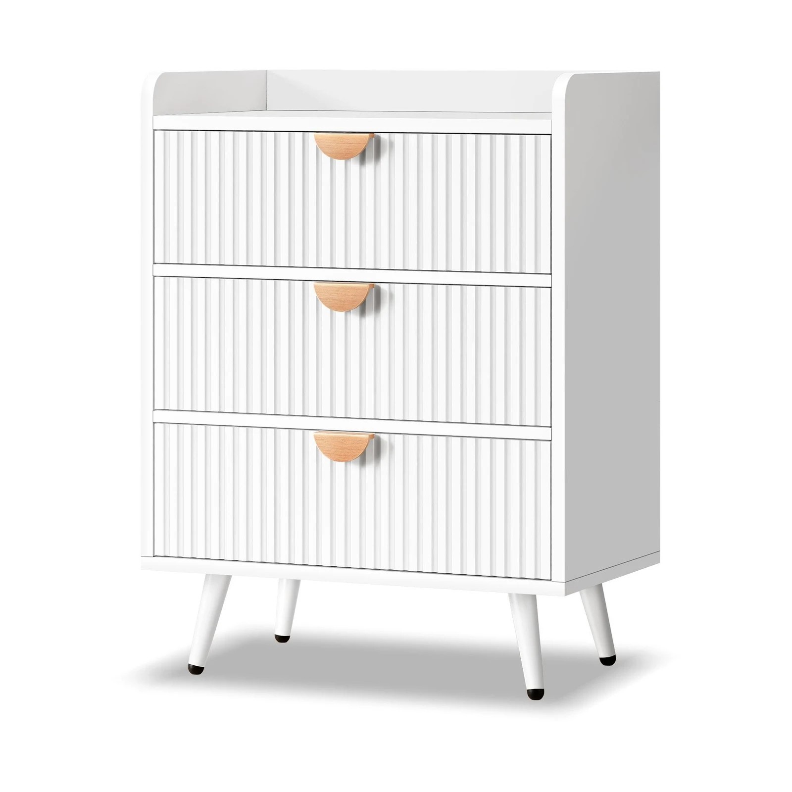 1 Alfordson 3 Chest of Drawers Modern Storage Cabinet Dresser Tallboy - White, 1 of 10