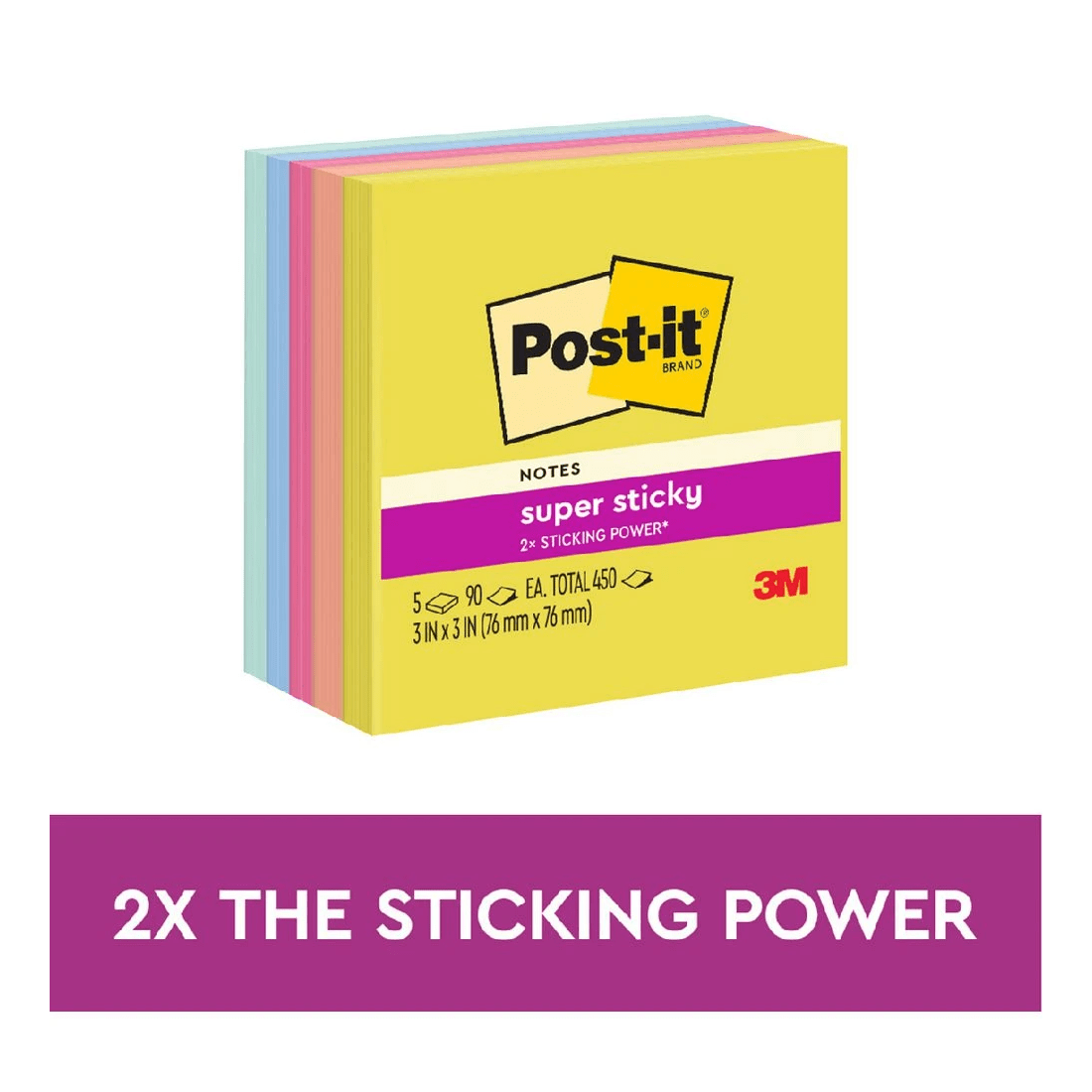2 Post-it Super Sticky Notes 76 x 76 mm Summer Joy 5 Pack, 2 of 9