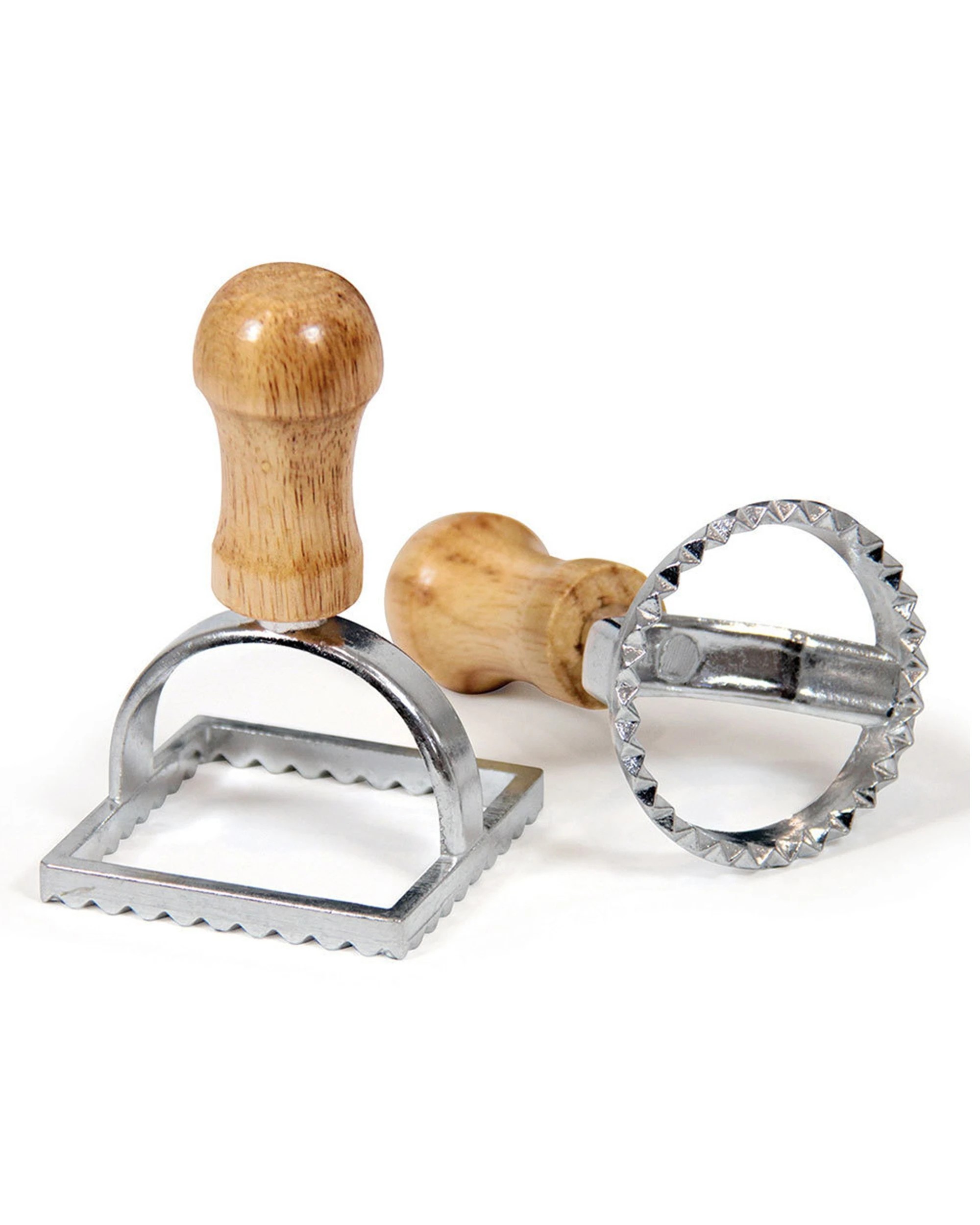 1 Avanti Set Of 2 Ravioli Cutters Cast Aluminium Stamps Wood Handles 7cm 6.5cm - Silver, 1 of 3