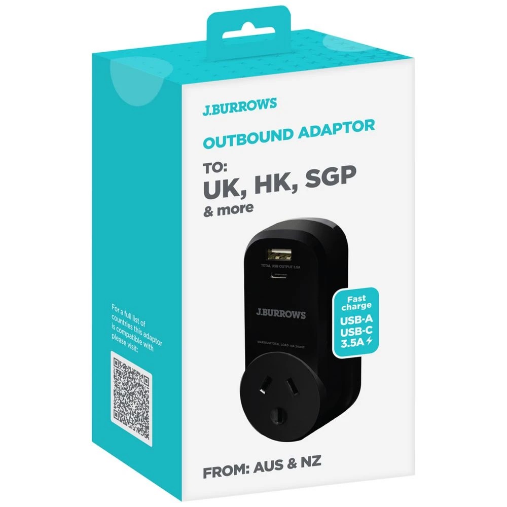 3 J.Burrows Outbound Travel Adaptor 2-USB UK, 3 of 3