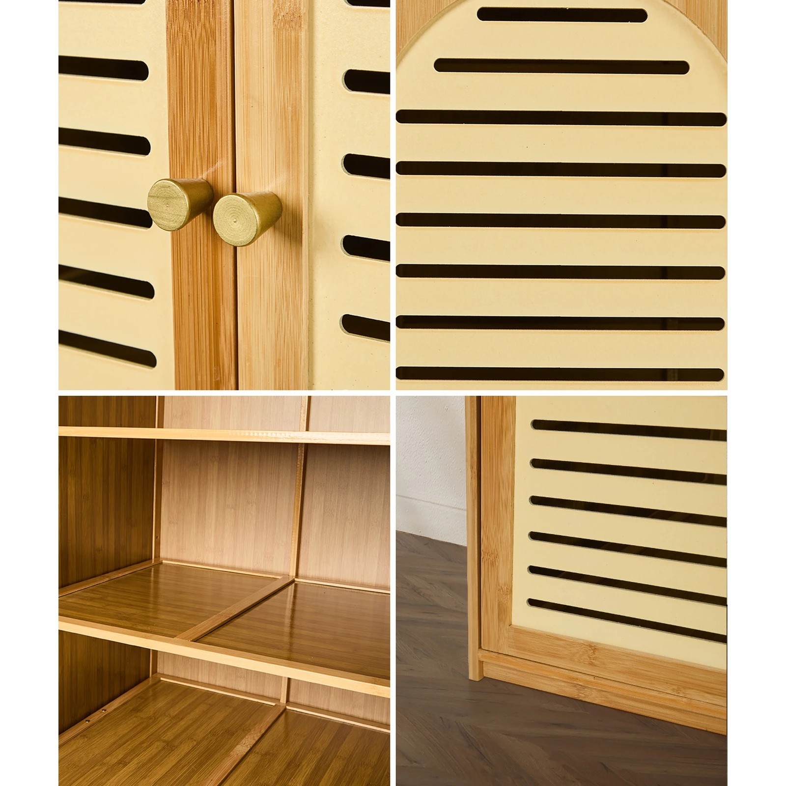 4 Oikiture Bamboo Wardrobe Large Clothes Storage Cabinet 8 Doors with 7 Shelves - Natural, 4 of 5