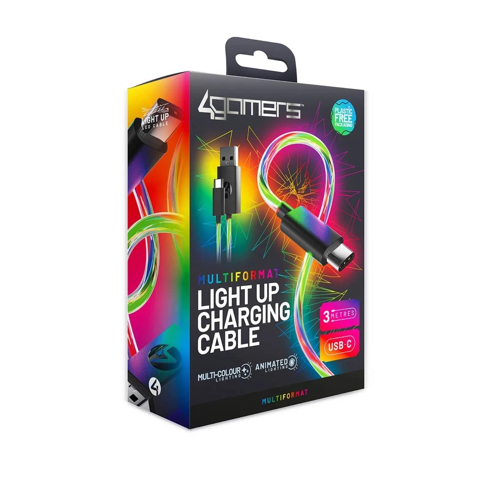 2 4Gamers 3m Light Up USB-C Play & Charge Cable, 2 of 5