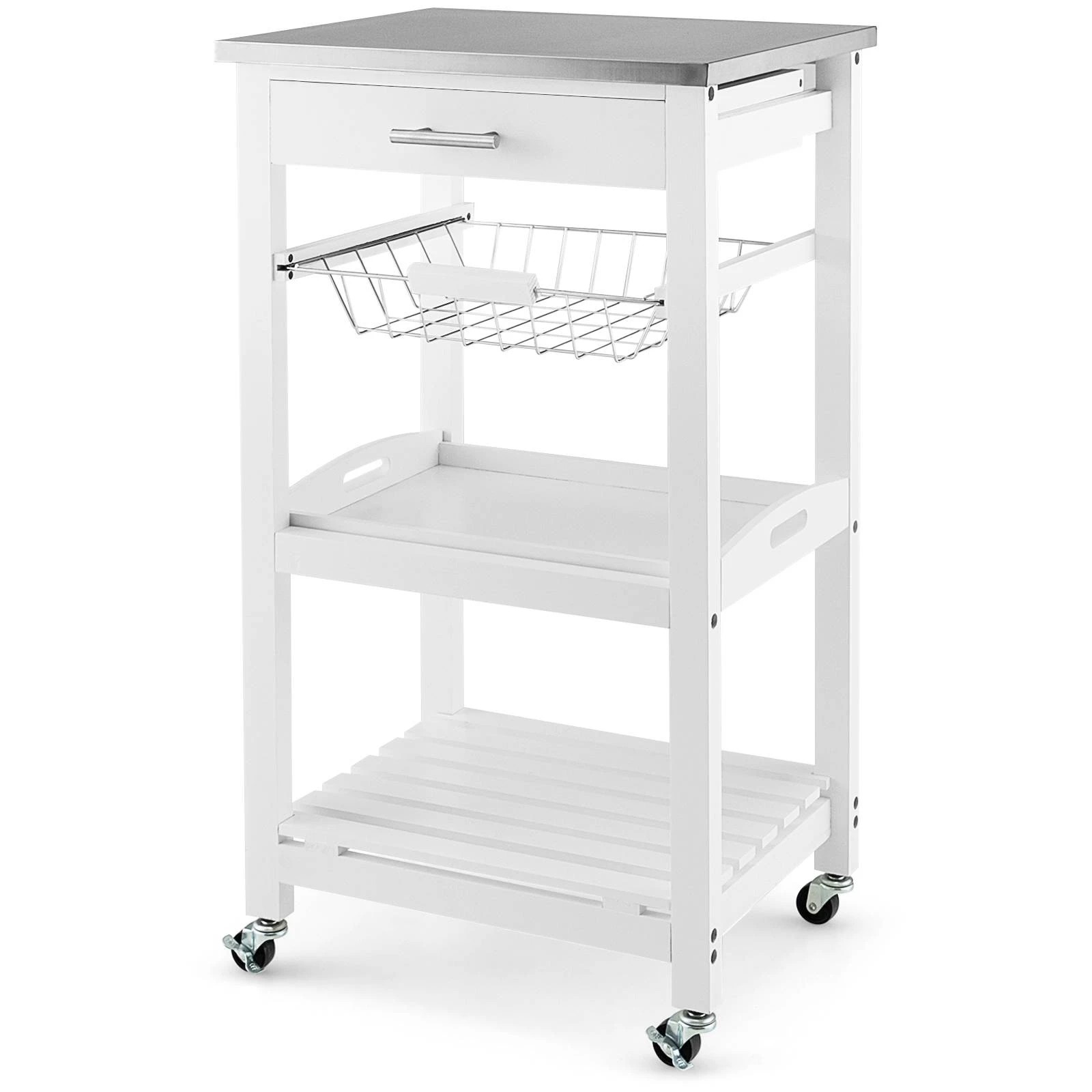 1 Costway 5-Tier Kitchen Storage Cart Food Prep Table - White, 1 of 1