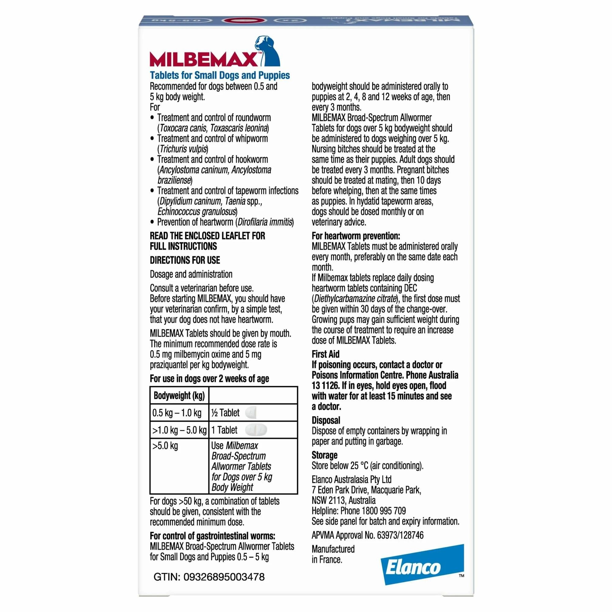 2 Milbemax Wormer Dog 0 -5kg - 2 Pack, 2 of 2