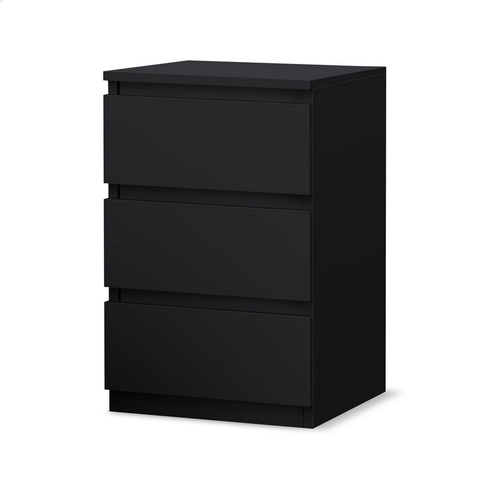1 Alfordson Bedside Table Nightstand 3 Drawers Side End Table - Black, 1 of 10