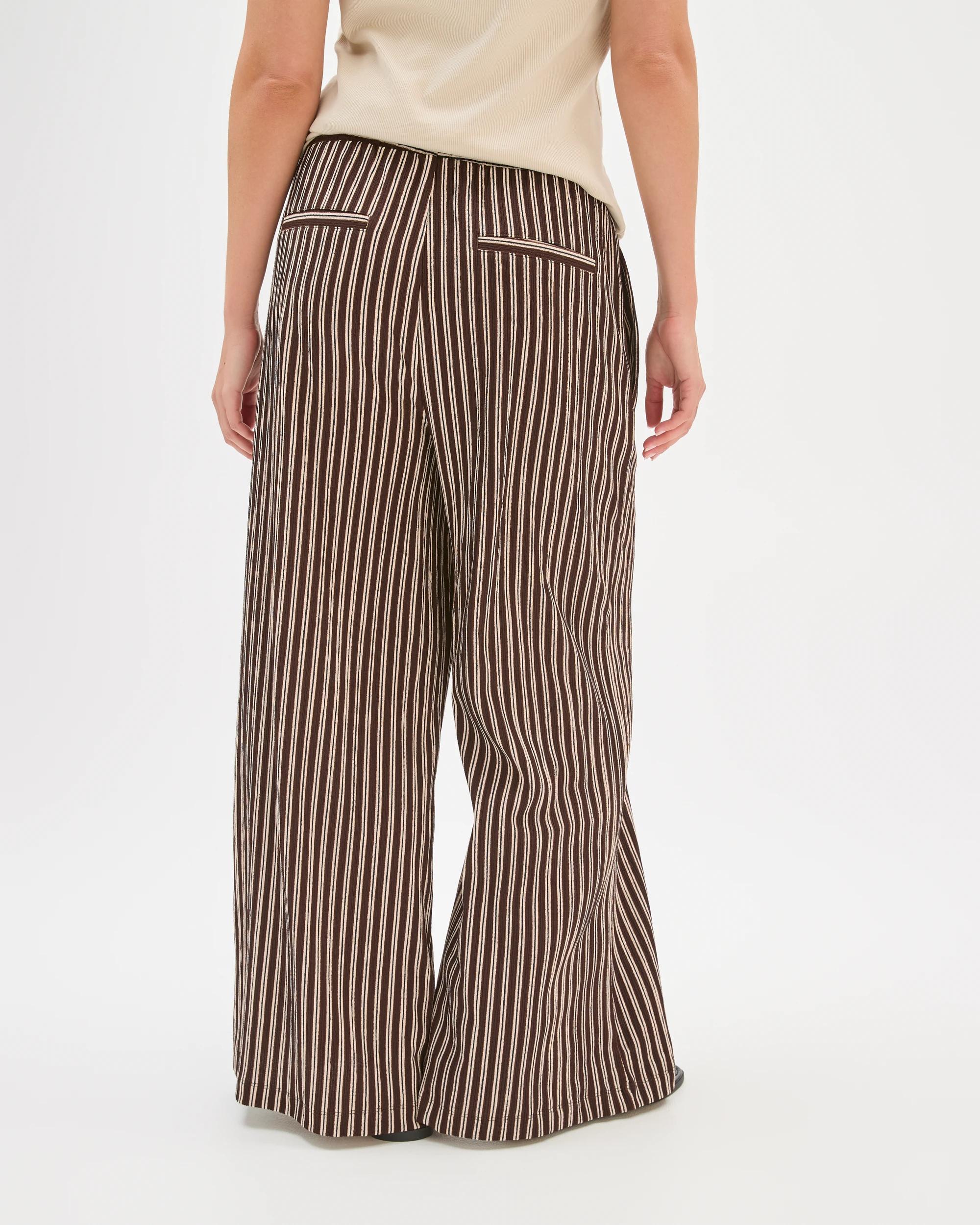 5 Target Woman Pull On Textured Wide Leg Pants COFFEE BEAN/BLACK STRIPE, 5 of 7