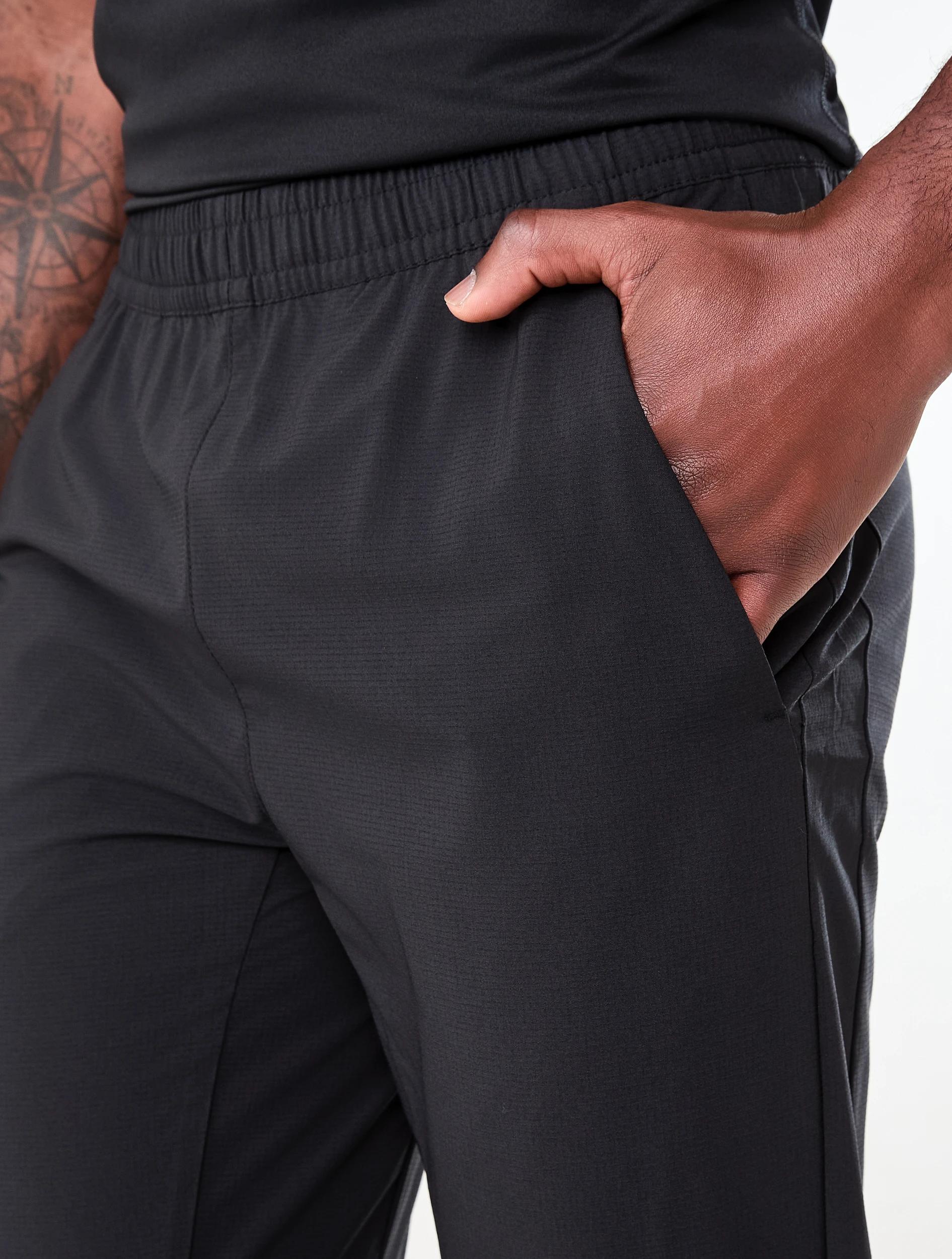 4 Active Mens Stretch Woven Joggers BLACK, 4 of 7