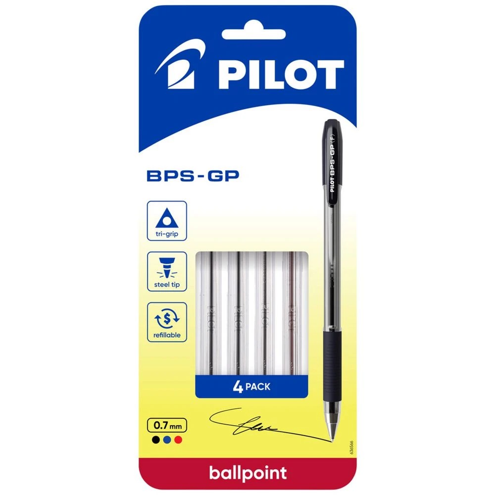 1 PILOT BPS-GP Fine Ballpoint Pens 0.7mm Assorted 4 Pack, 1 of 7