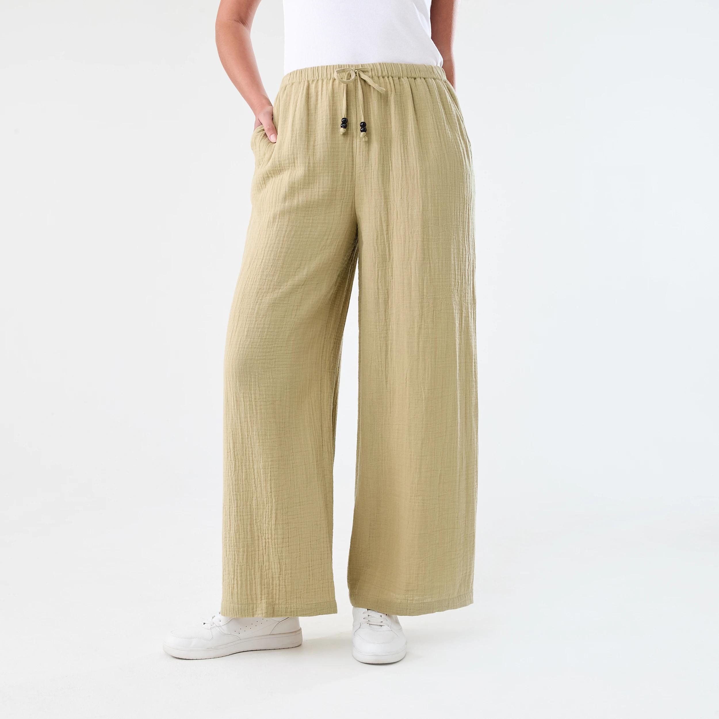 1 Tie Waist Double Cloth Pants Urban Grn, 1 of 5