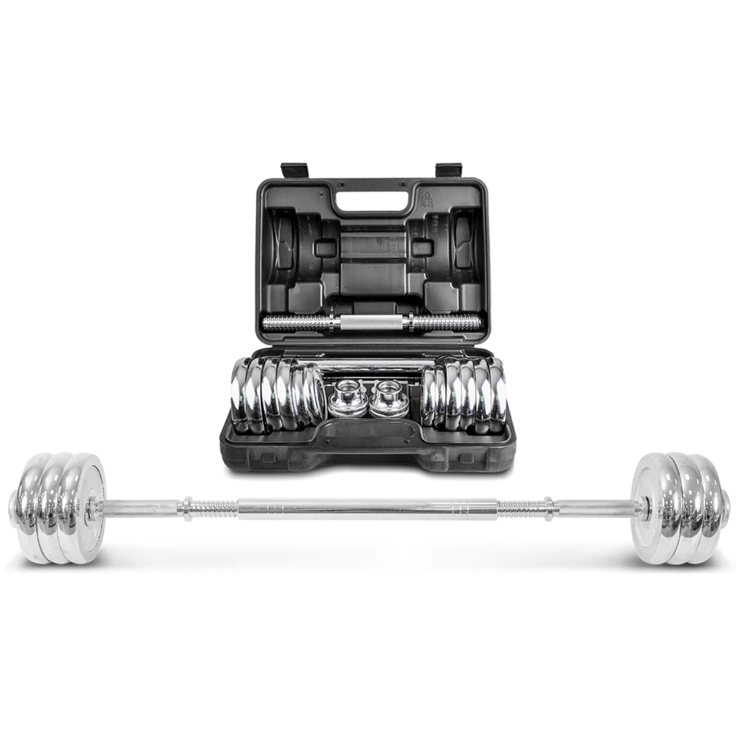 1 LSG 30kg Dumbbell and Barbell 2-in-1 Set - Black, 1 of 8