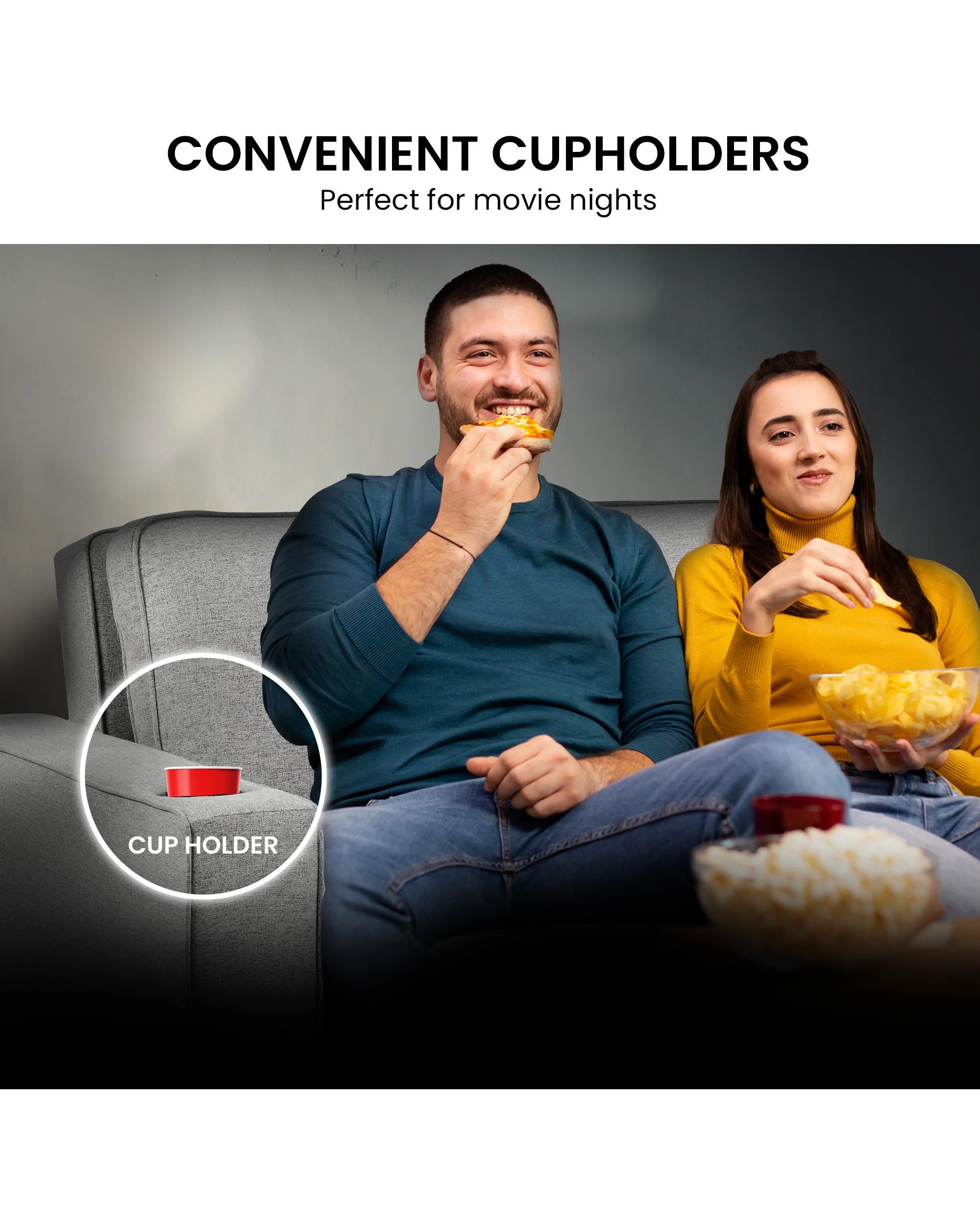 8 Sarantino Hoffman Linen Sofa Bed With Cushions And Cup Holders Light Grey, 8 of 10