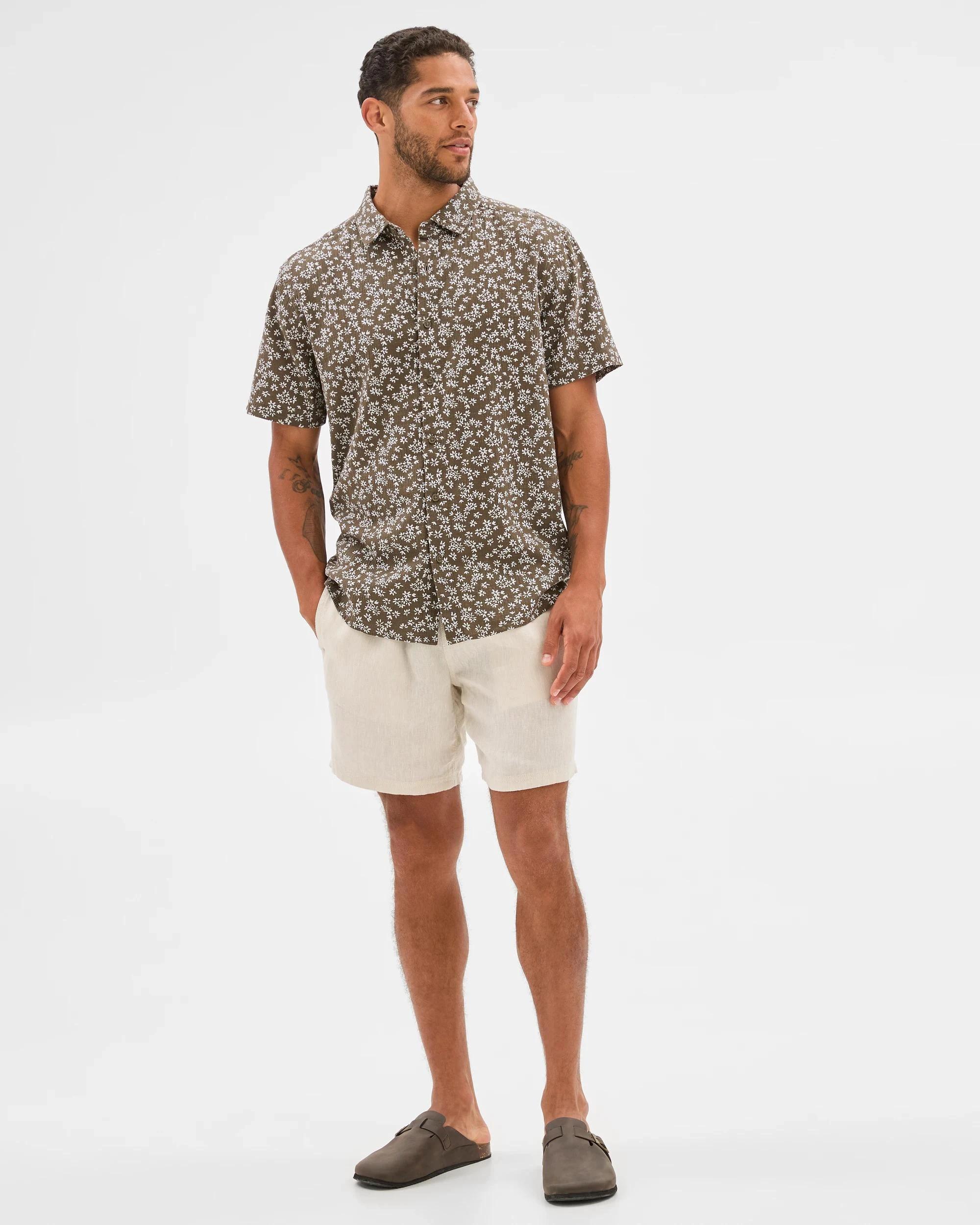 4 Target Crinkle Floral Print Shirt MUSHROOM, 4 of 6