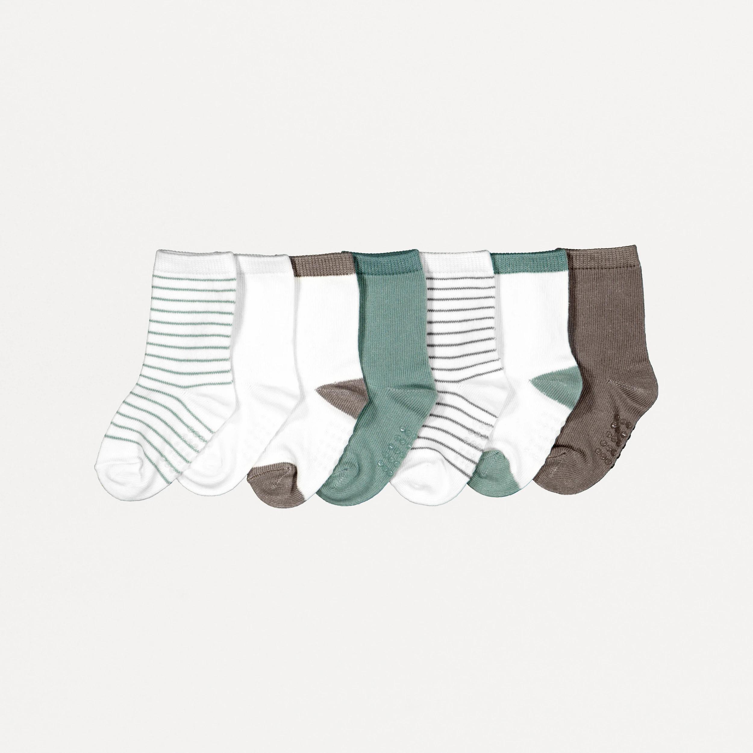 1 7 Pack Crew Socks Grn Stripe, 1 of 2
