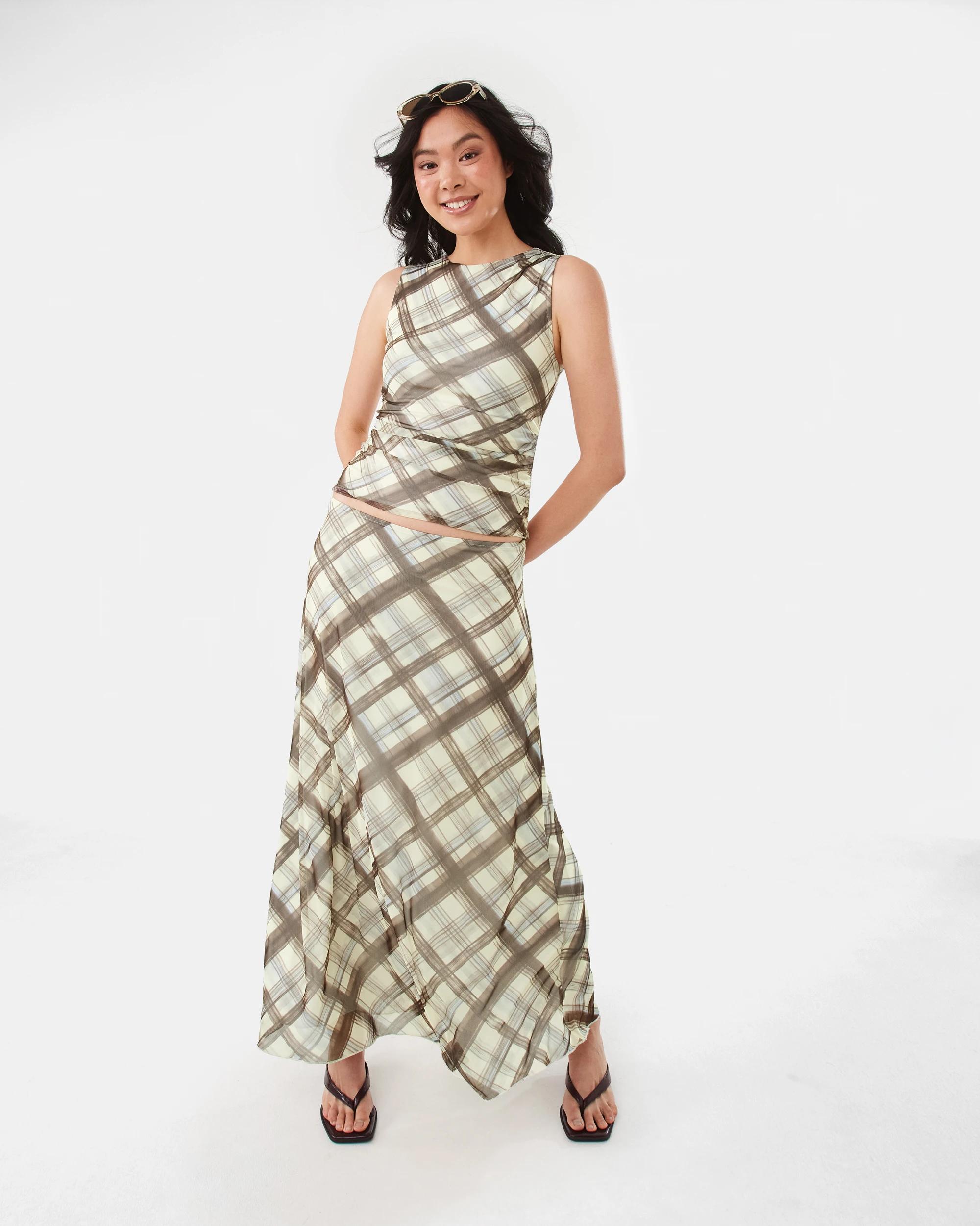 2 Check Mesh Maxi Skirt Butter Chk, 2 of 10