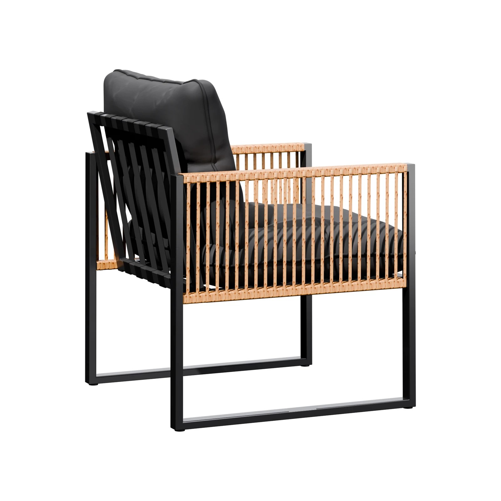 8 Alfordson 4PCS Outdoor Furniture Lounge Set Wicker Table and Chairs Garden - Black Grey, 8 of 10