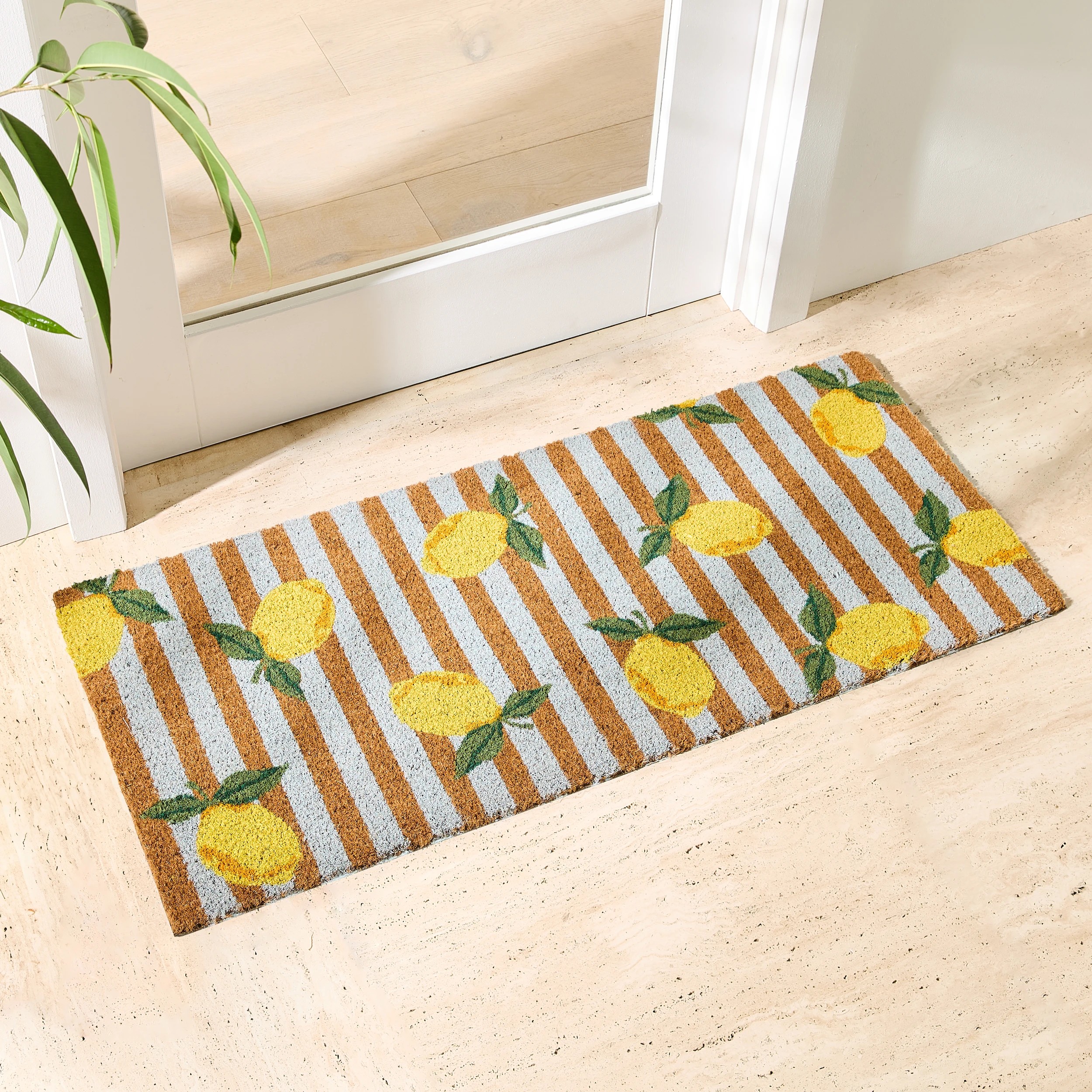 1 Lemon Stripe Door Mat, 1 of 5