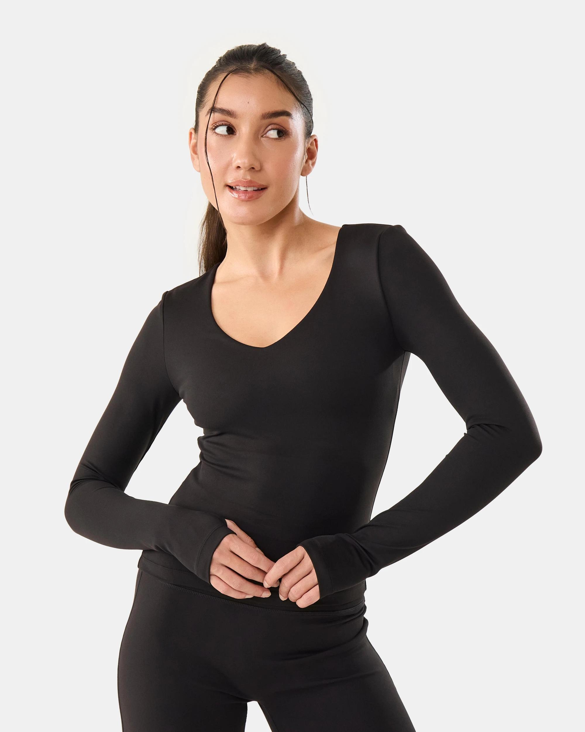1 Active Womens Long Sleeve Cloudform Top Black, 1 of 7