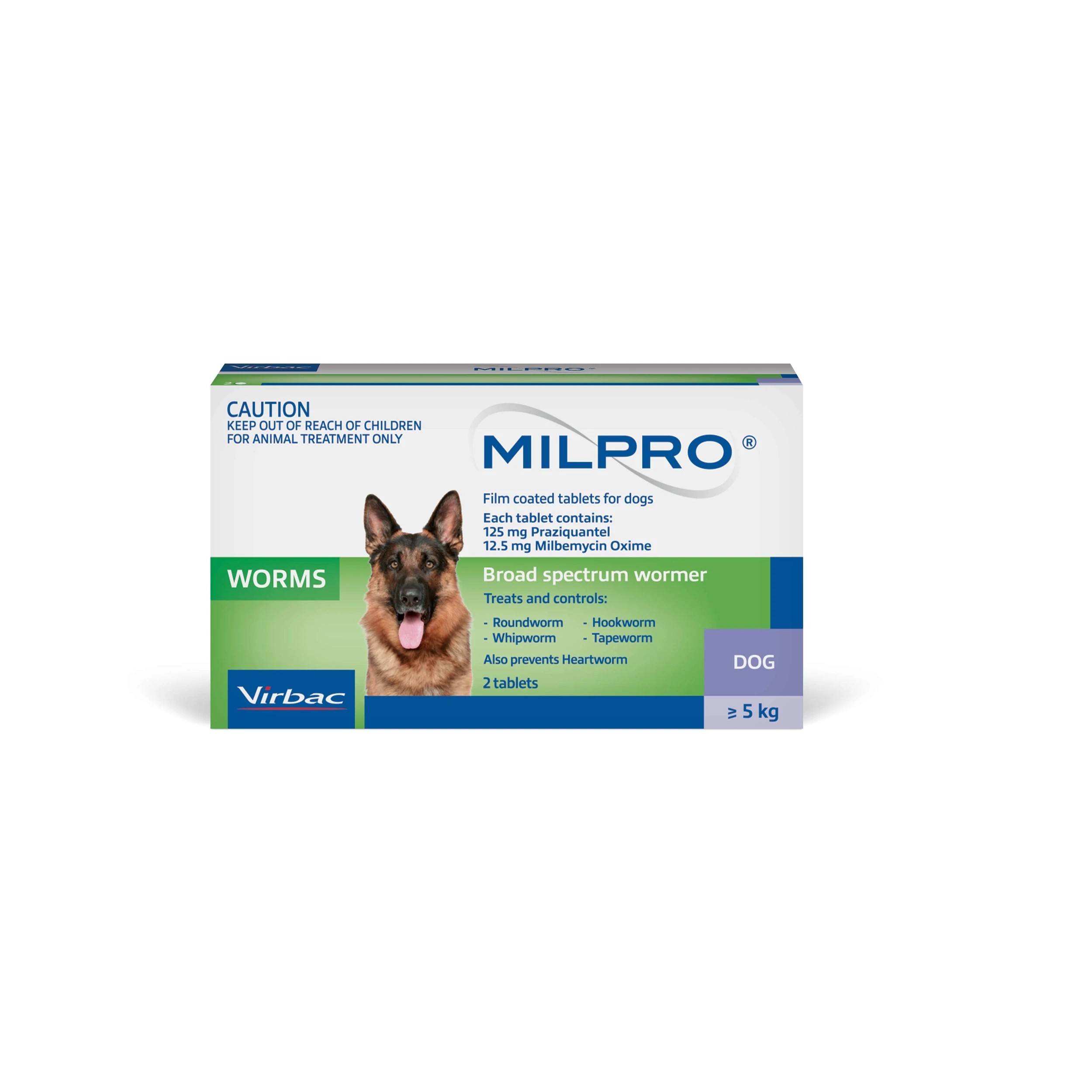1 Milpro Wormer For Dogs Over 5kg - 2 Pack, 1 of 1