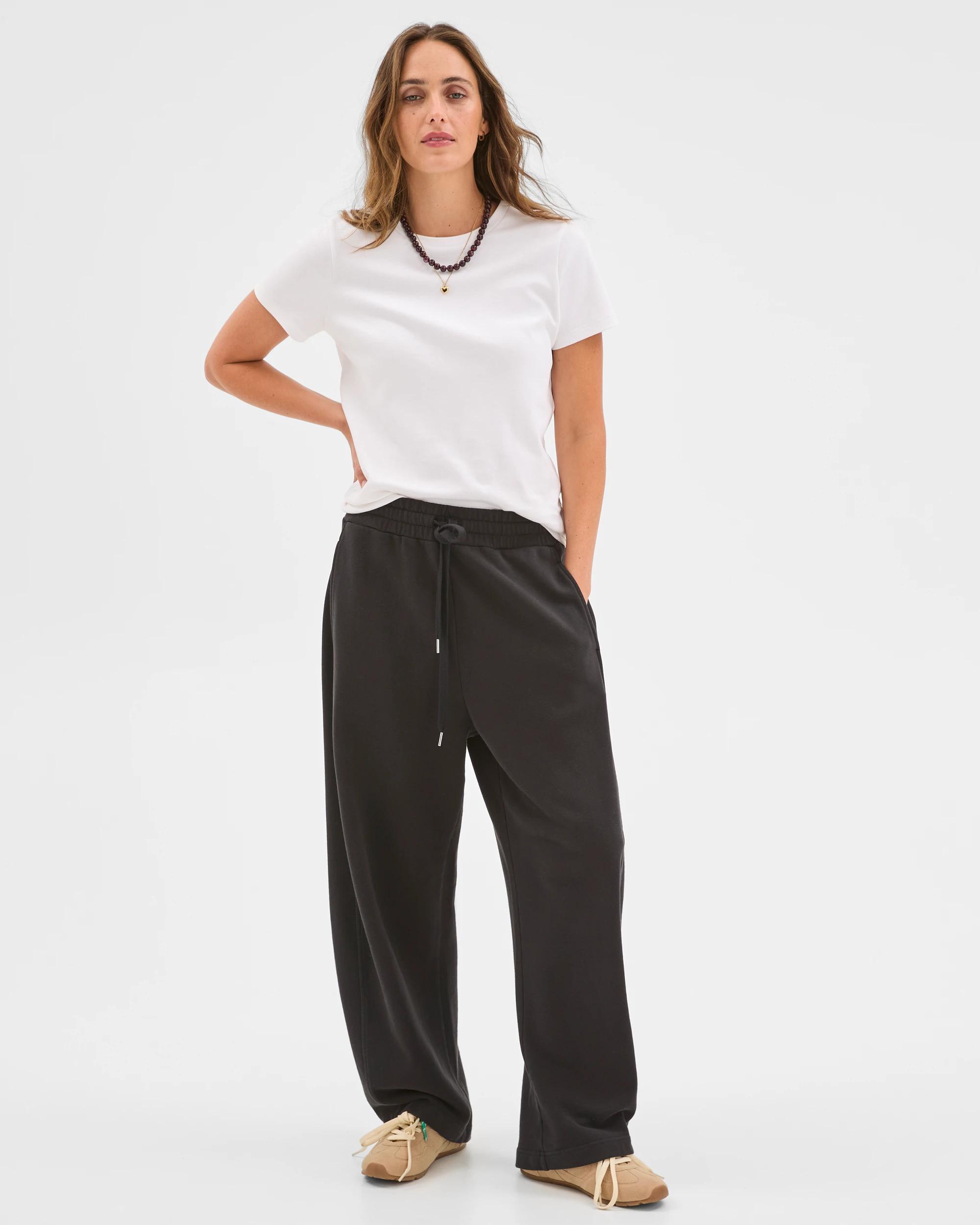 1 Target Woman Australian Cotton Barrel Leg Jogger Pants WASHED BLACK, 1 of 6