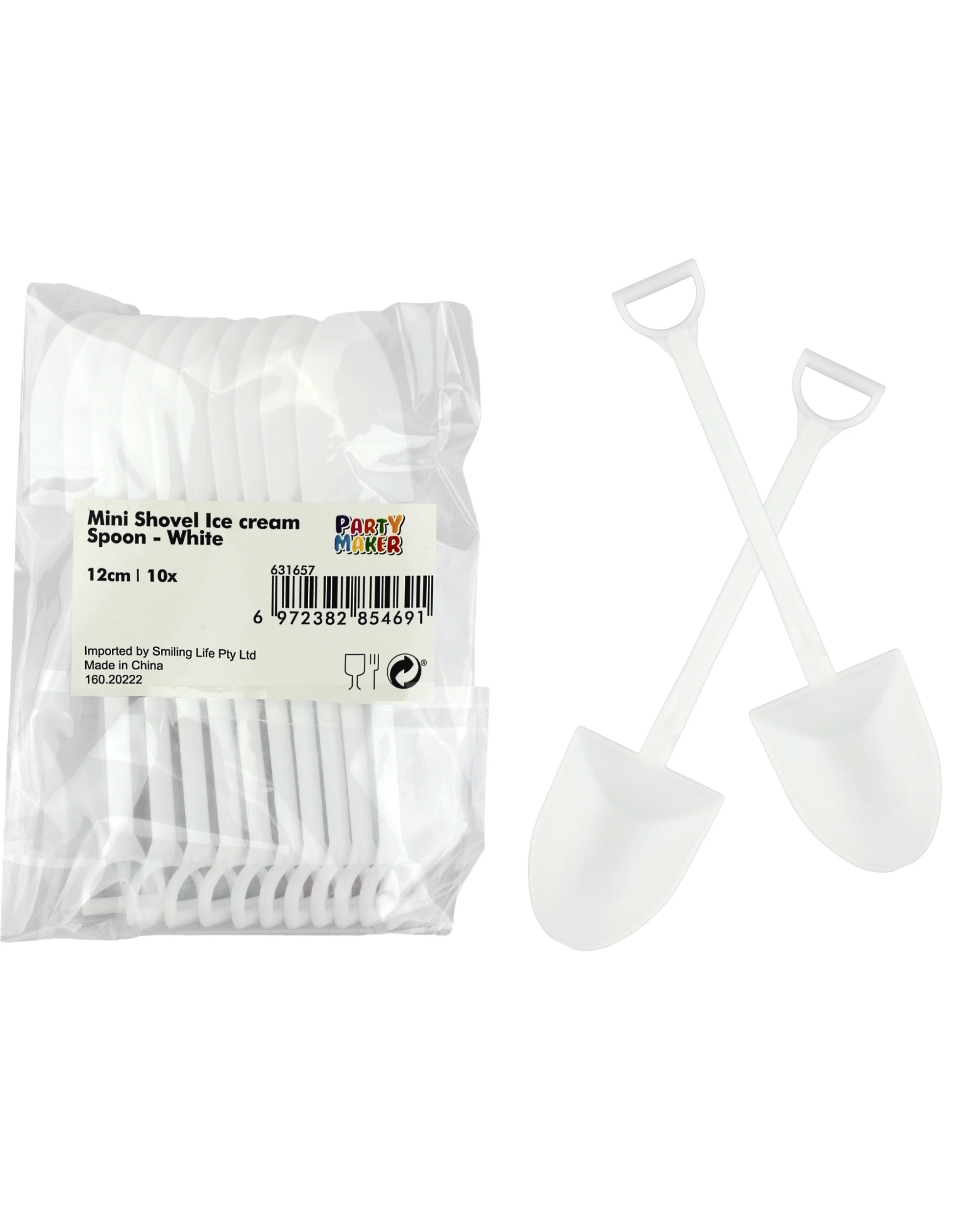 1 Partyrama Mini White Construction Shovel Spoons Pack of 10 - White, 1 of 1