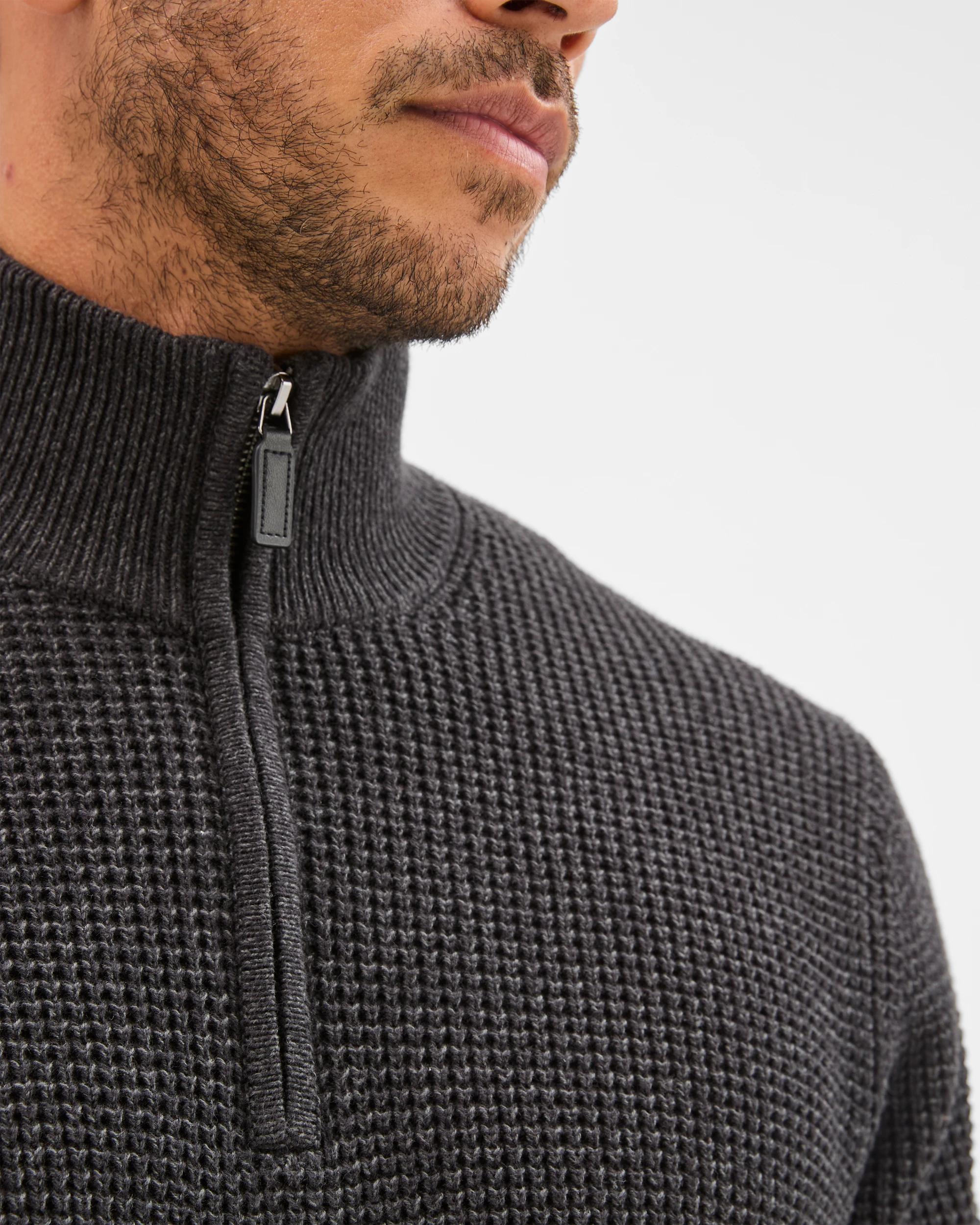 4 Target Man Australian Cotton 1/2 Zip Knit Sweater CHARCOAL, 4 of 6