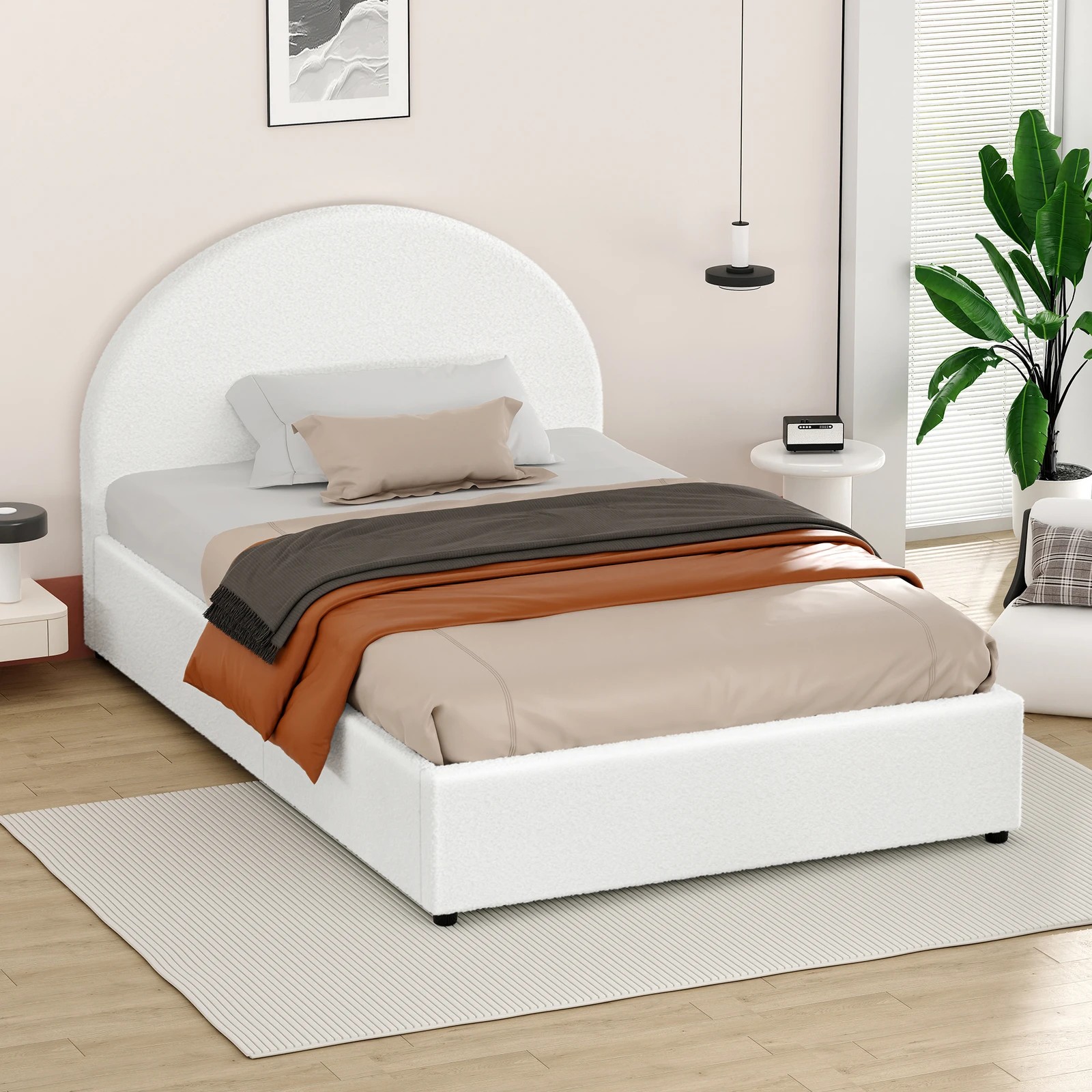 6 Alfordson Bed Frame King Single Gas Lift Base With Storage Boucle Howell - White, 6 of 10