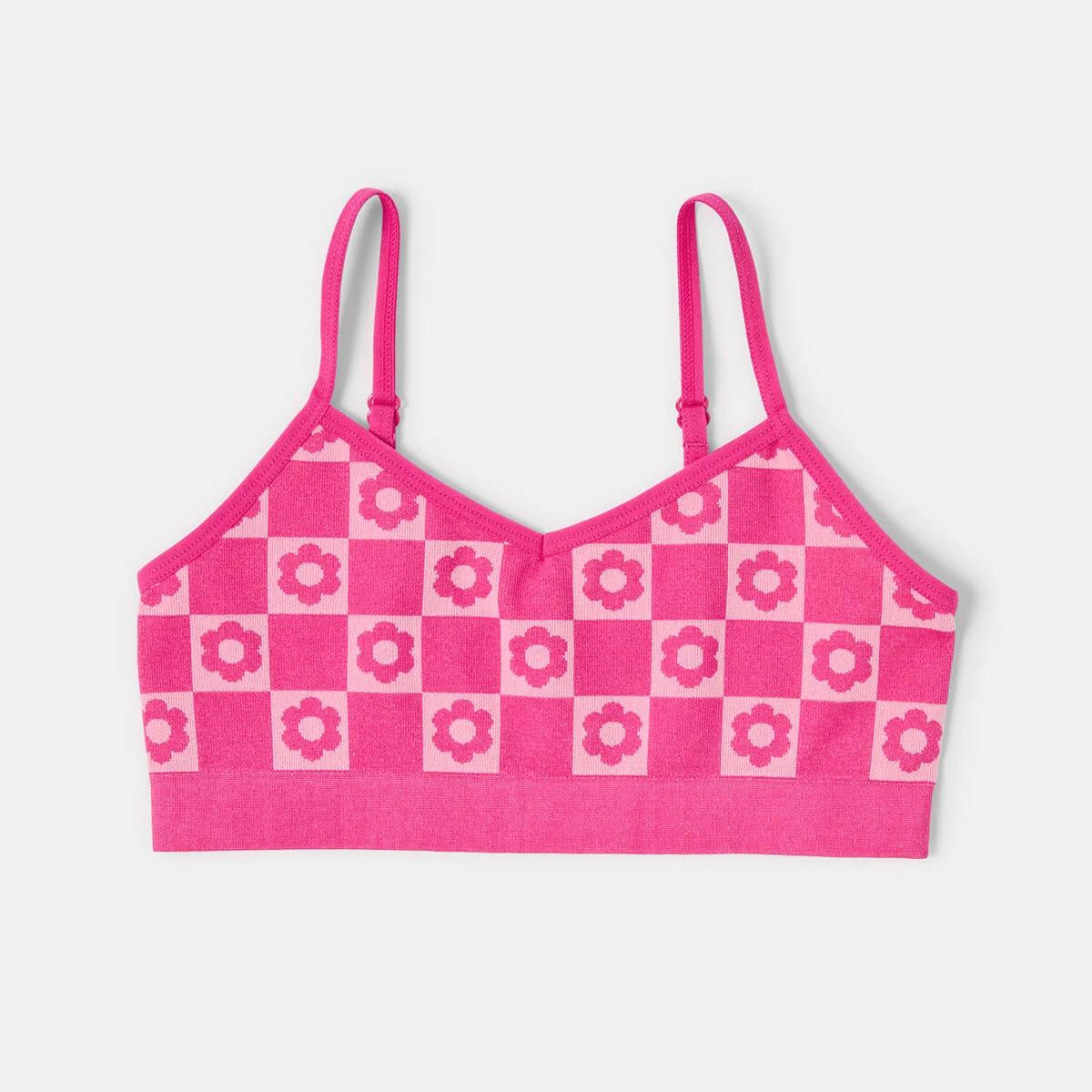 3 2 Pack Jacquard Seamfree Crop Top Daisycheck, 3 of 3