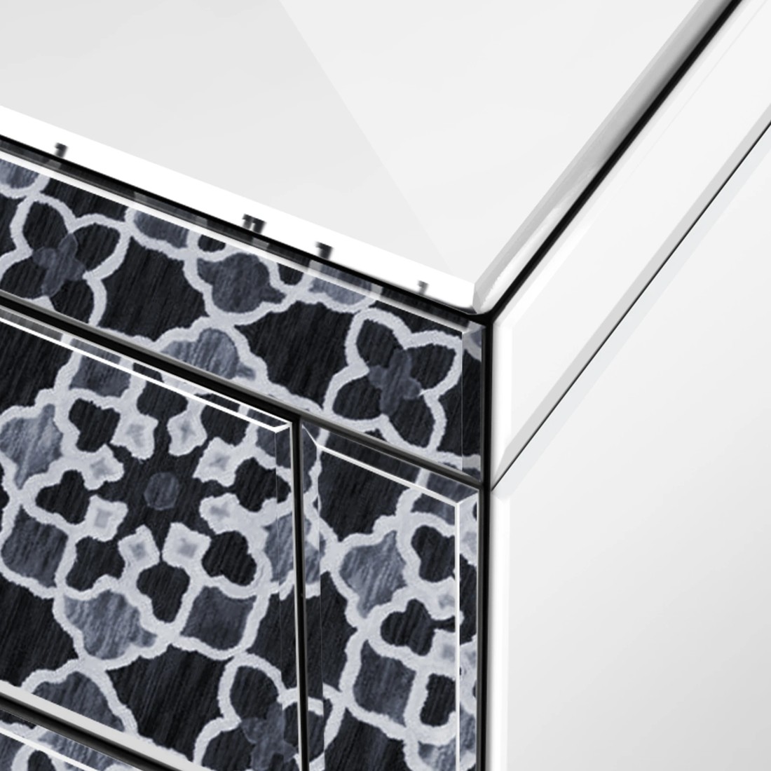 7 Alfordson Bedside Table Mirrored Cabinet Nightstand Side End Table Drawers - Silver, 7 of 10