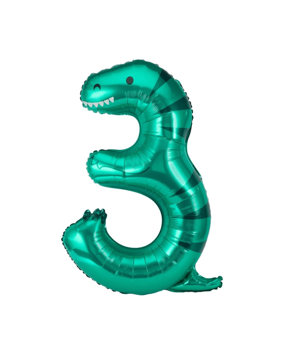 Dinosaur Number 3 Foil Balloon