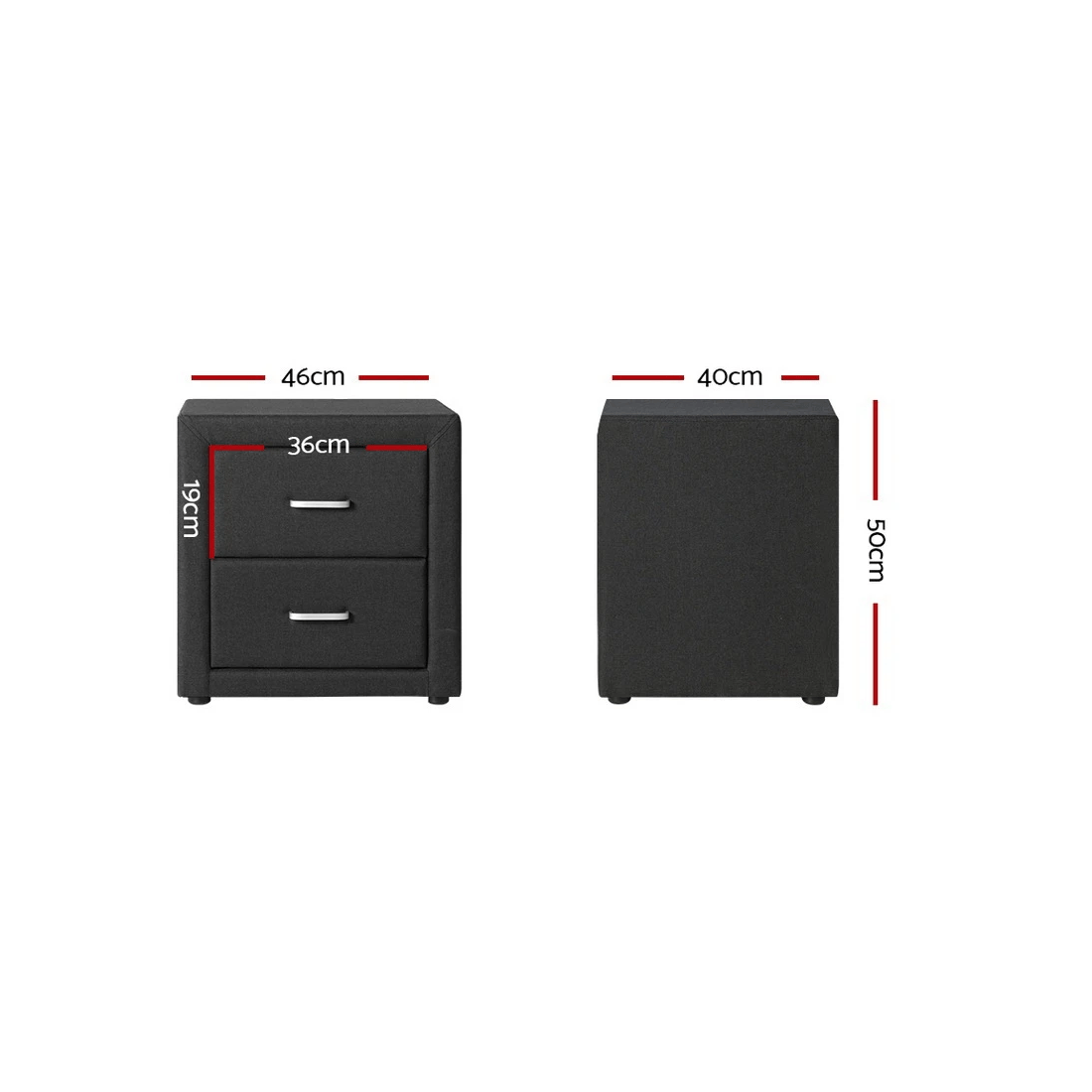2 Artiss Bedside Table 2 Drawers Fabric - CADEN - Multi, 2 of 7
