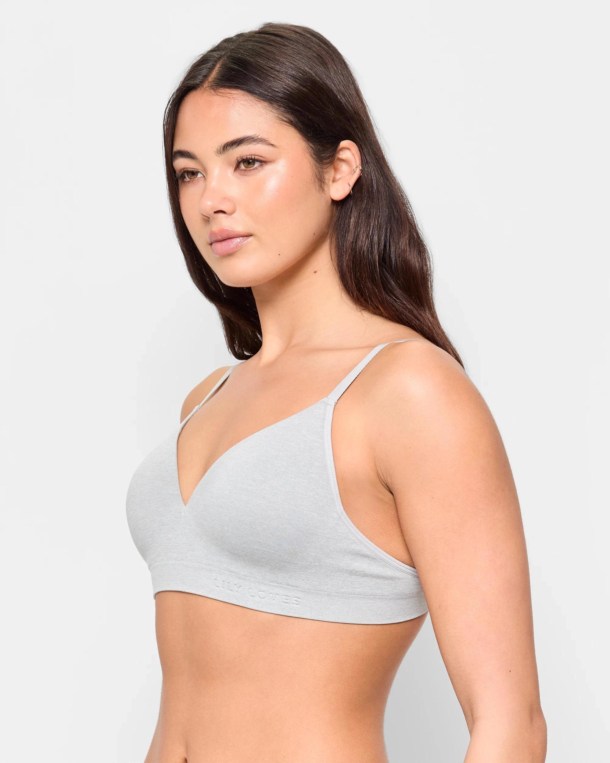 2 Lily Loves Seamfree Embossed Wirefree T-Shirt Crop Bra GREY MARLE, 2 of 3